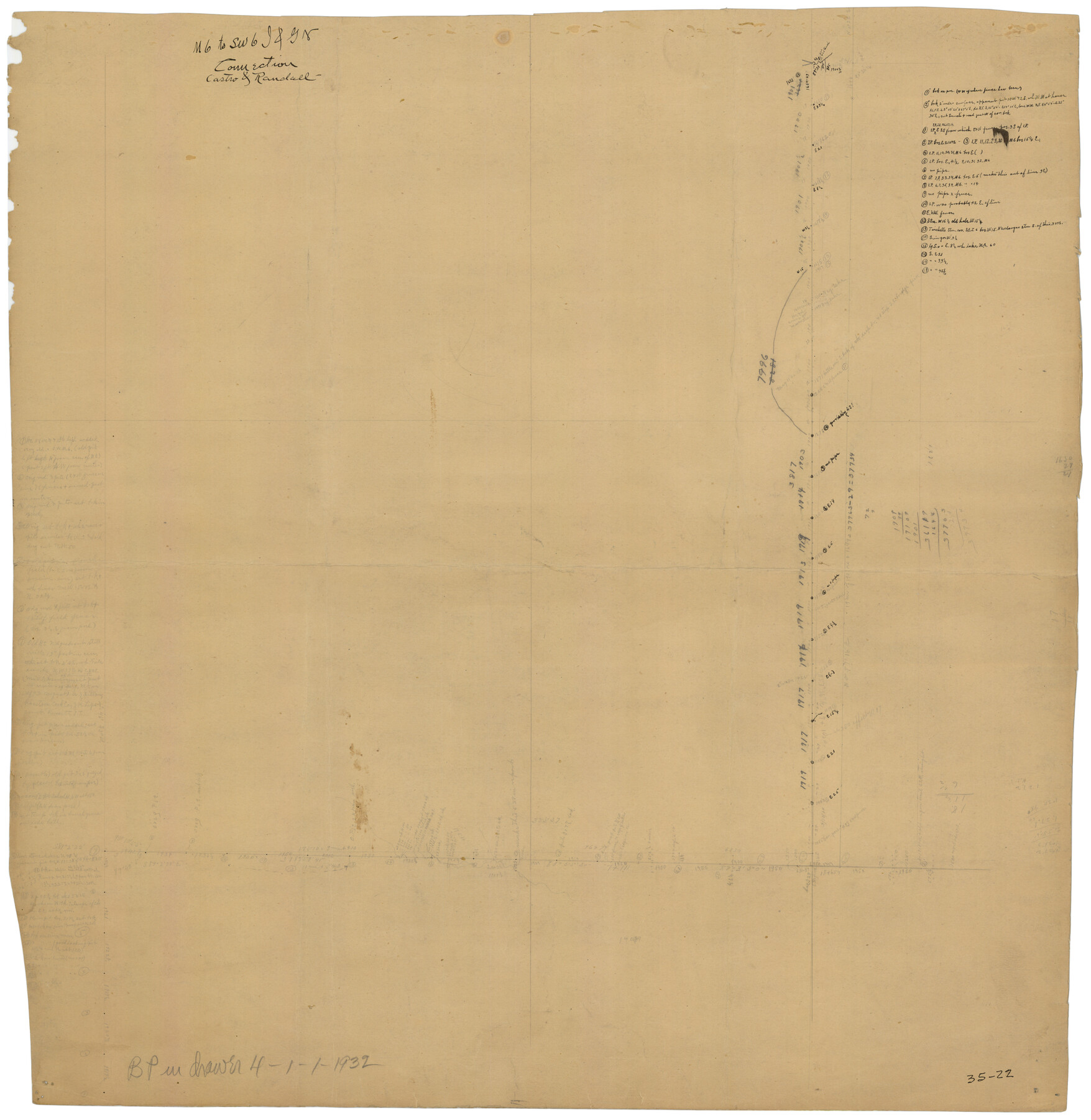 90411, [Connecting line from southwest corner of S. K. & K. Blk M6 to southwest corner I. & G. N. Blk. 6], Twichell Survey Records