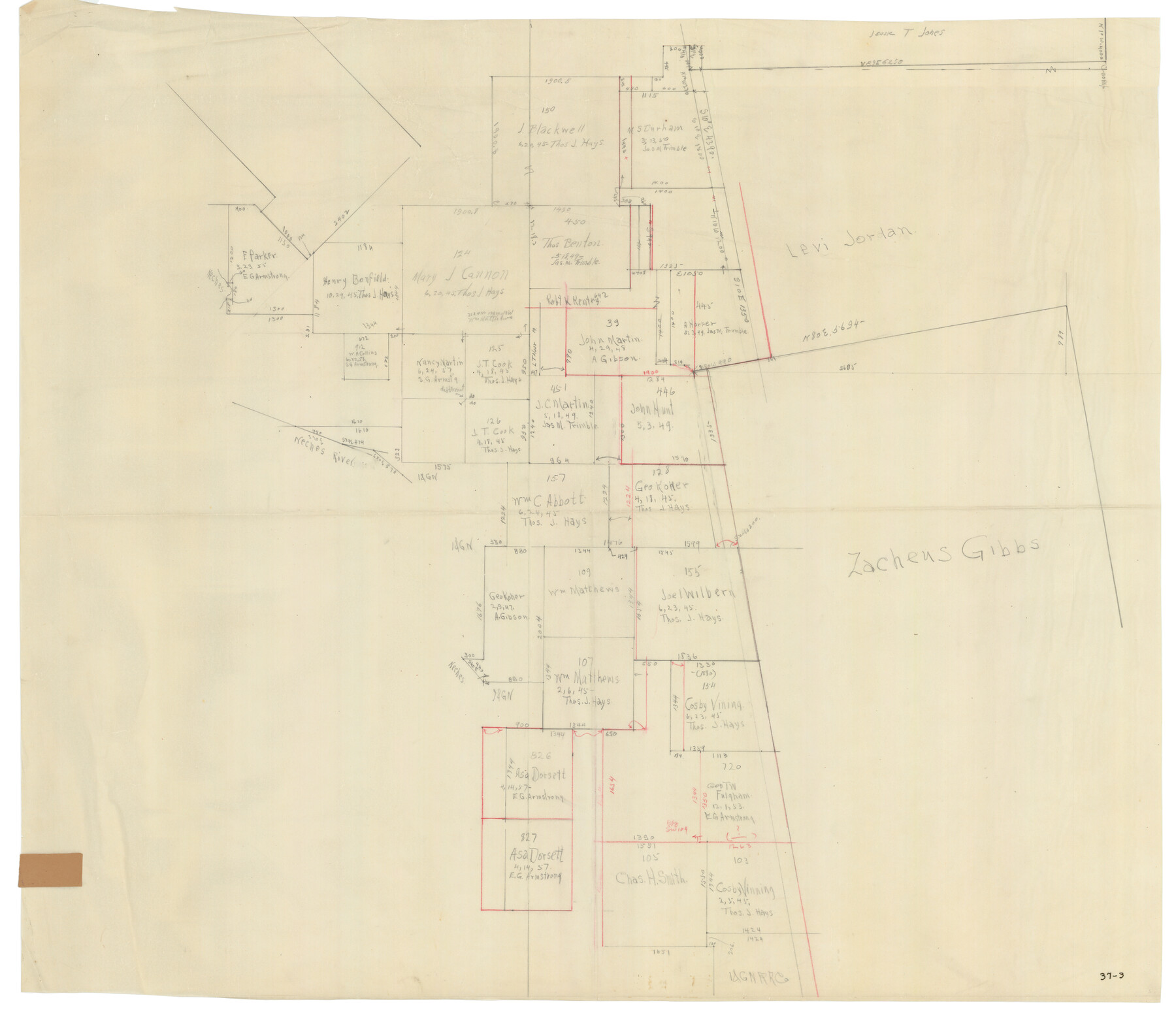 90422, [J. Blackwell survey 150, E. Parker, Asa Dorsett survey 827 and surrounding surveys], Twichell Survey Records