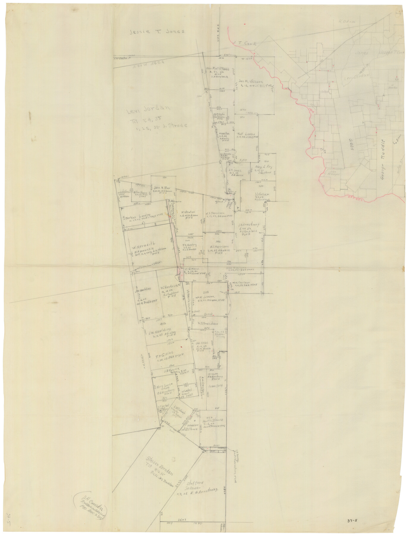 90424, [Surveys South of the Levi Jordan Title, Southwest of the Neches River], Twichell Survey Records