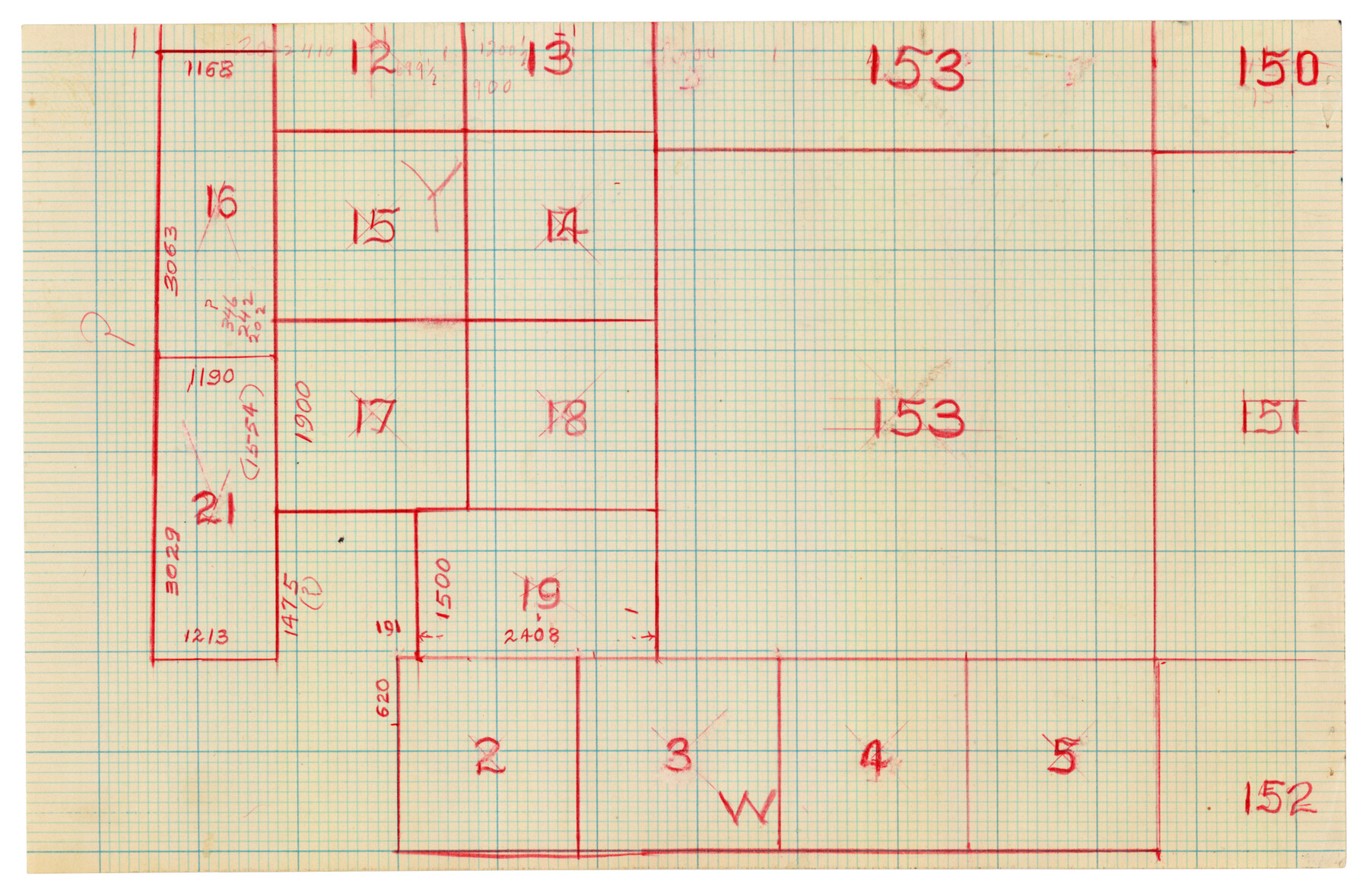 90438, [Sketch of Surveys south of League 153], Twichell Survey Records