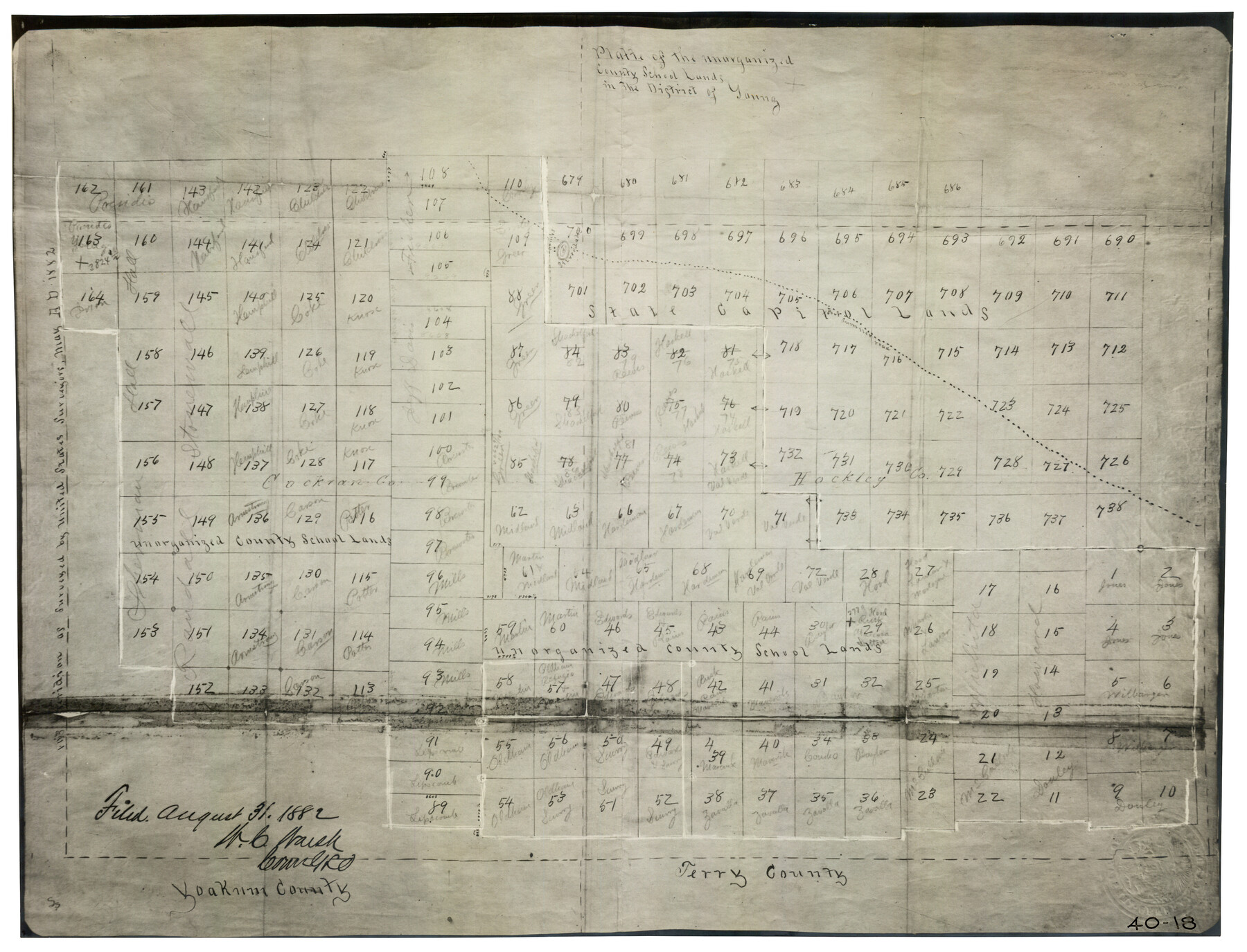 90447, Platte (sic) of the unorganized County School Lands in the District of Young, Twichell Survey Records