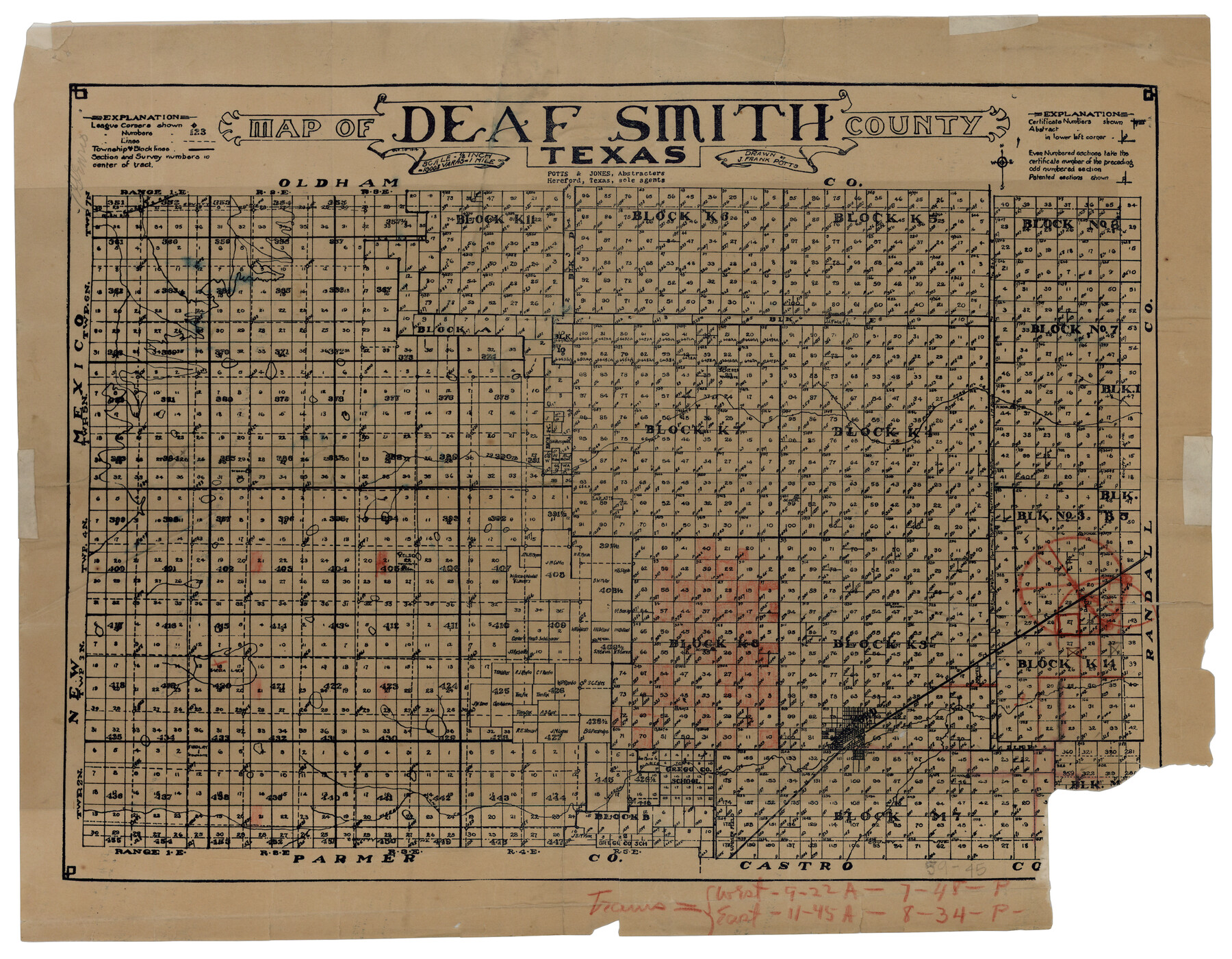 90509, Map of Deaf Smith County, Texas, Twichell Survey Records