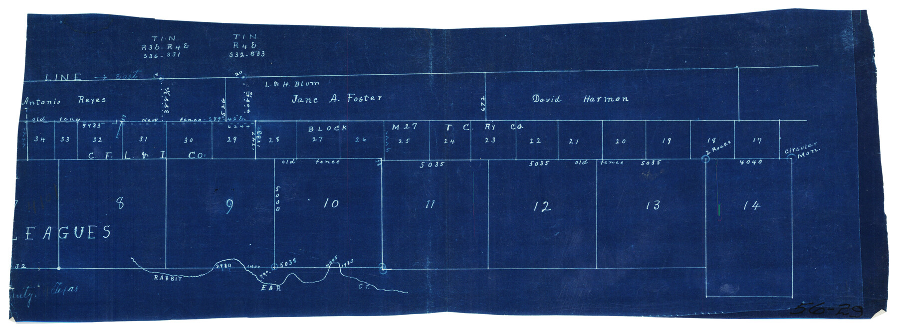 90516, [North line of T. C. RR. Blk on North County Line], Twichell Survey Records