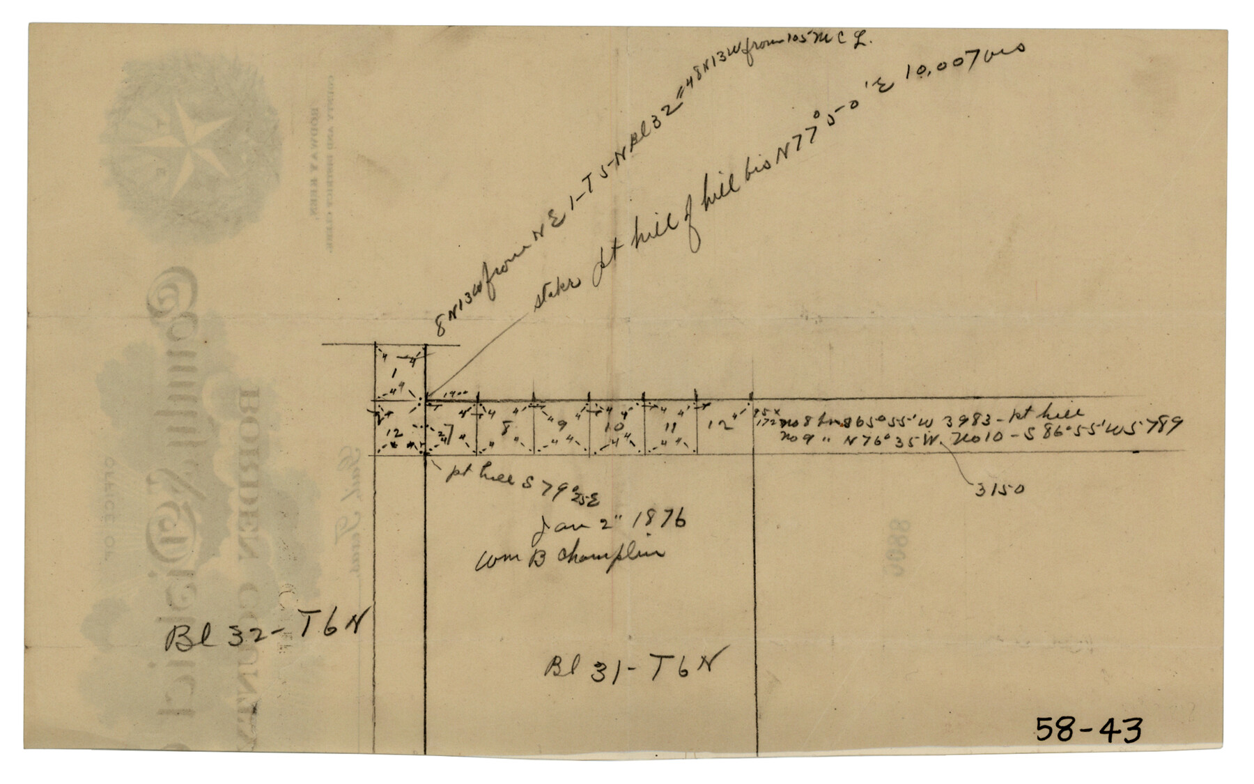 90554, [North line of T. & P. Block 31, Township 6N], Twichell Survey Records