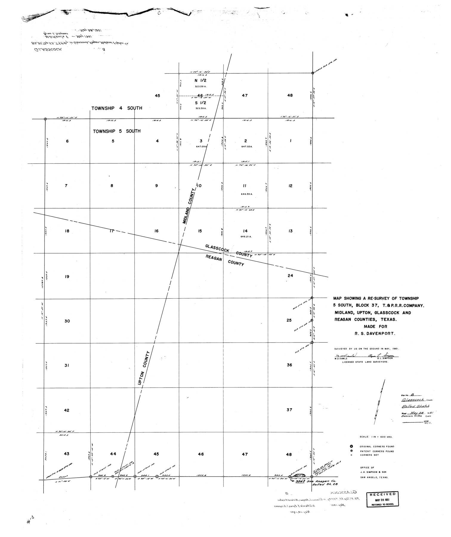 9056, Glasscock County Rolled Sketch 8, General Map Collection