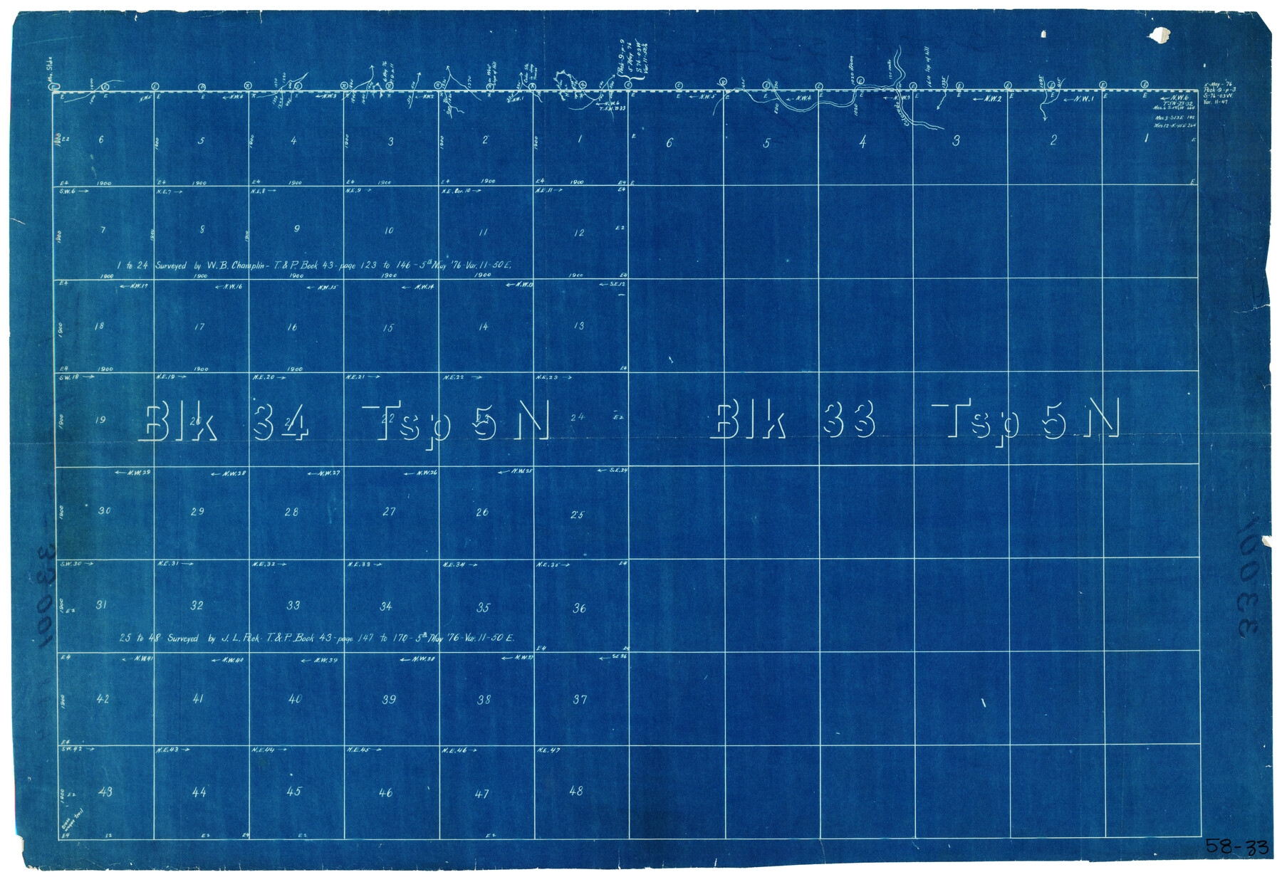 90561, [T. & P. Blocks 33 and 34, Township 5N], Twichell Survey Records