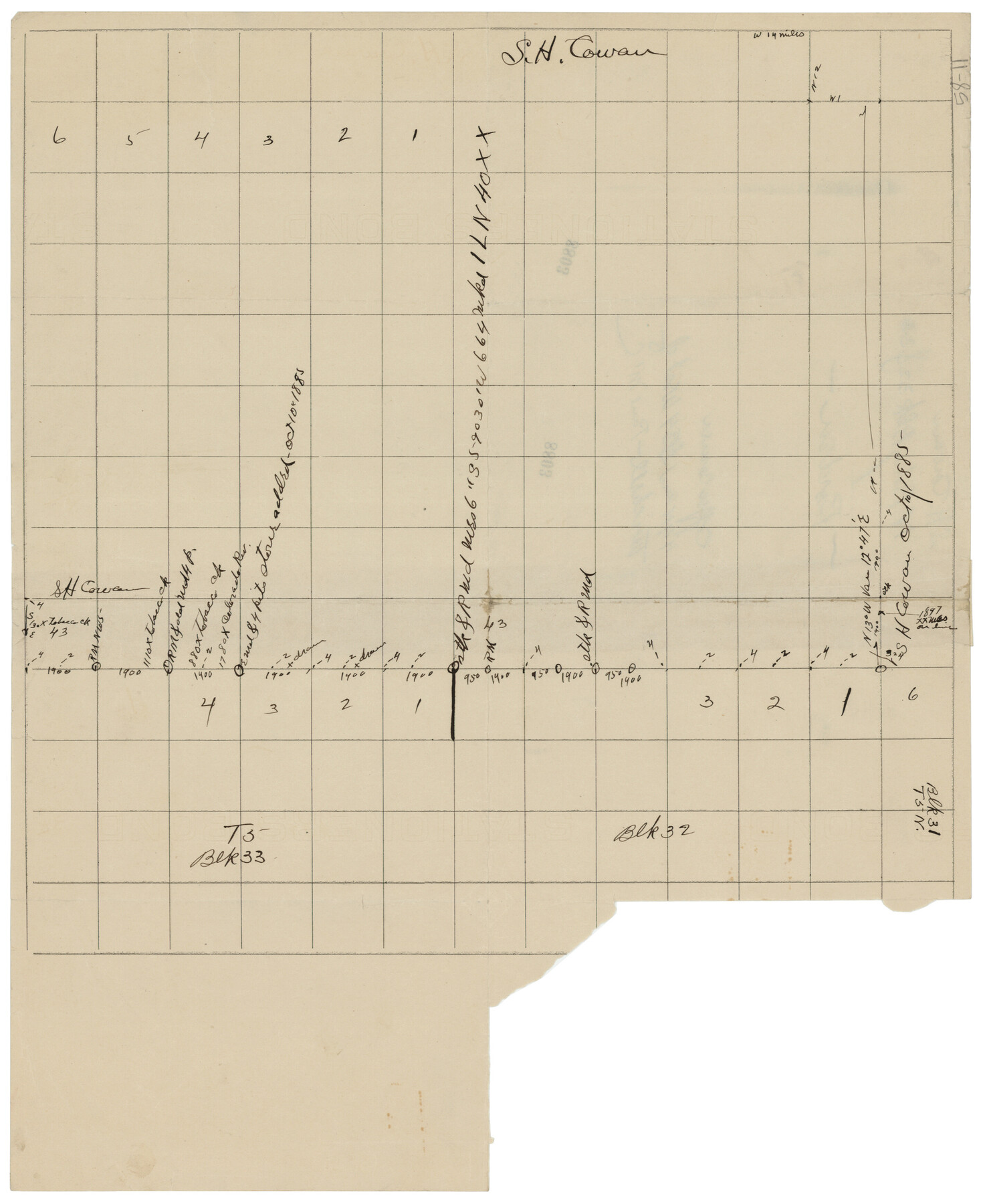 90569, [T. & P. Blocks 31-33, Township 5N], Twichell Survey Records