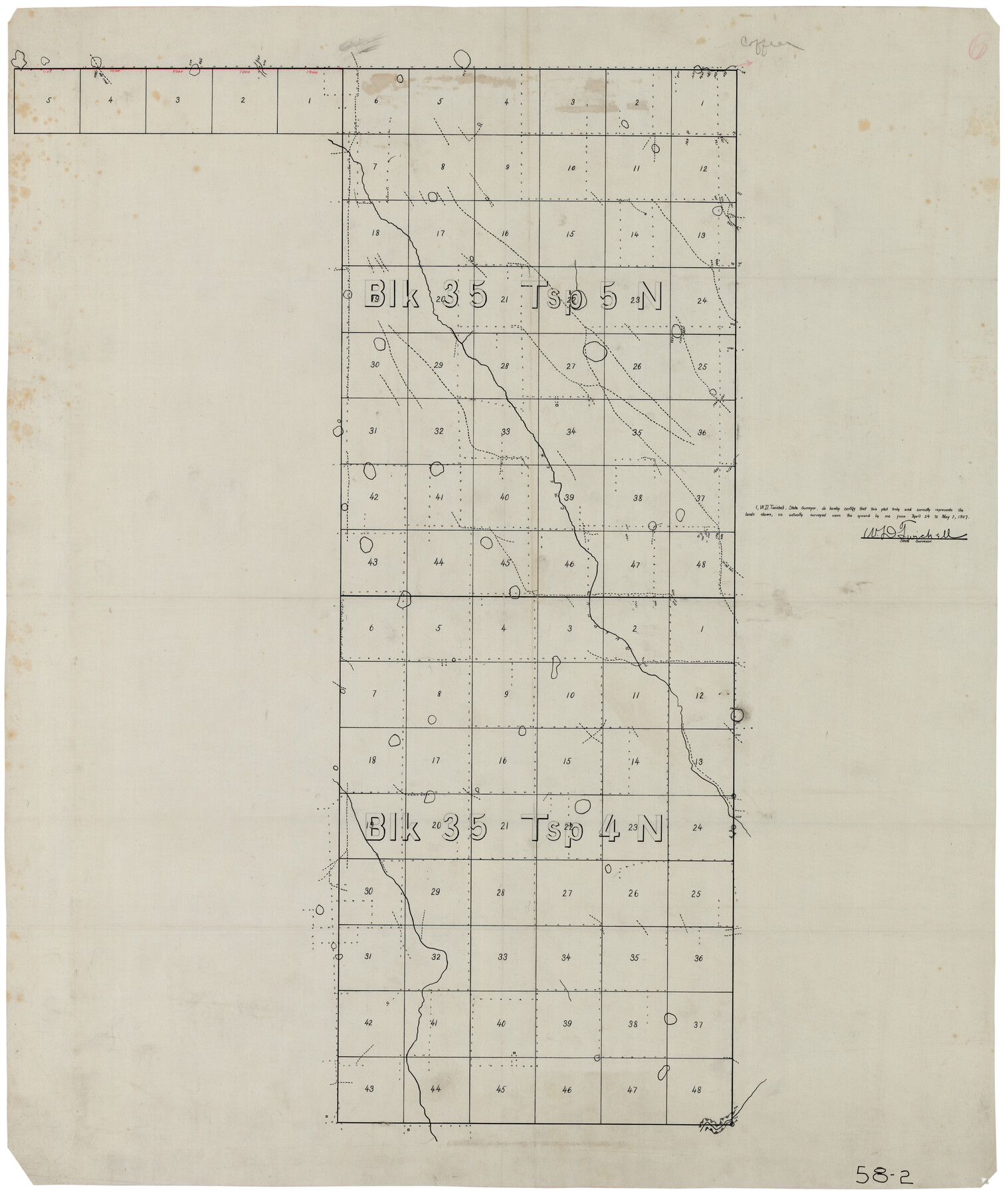 90574, [T. & P. Block 35, Townships 4N and 5N], Twichell Survey Records