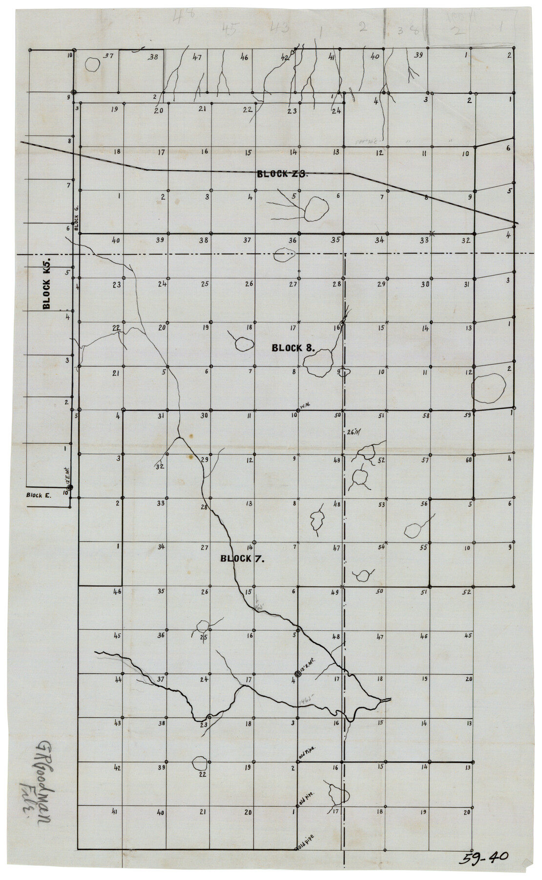 90590, [Blocks Z3, K5, 8, and 7], Twichell Survey Records