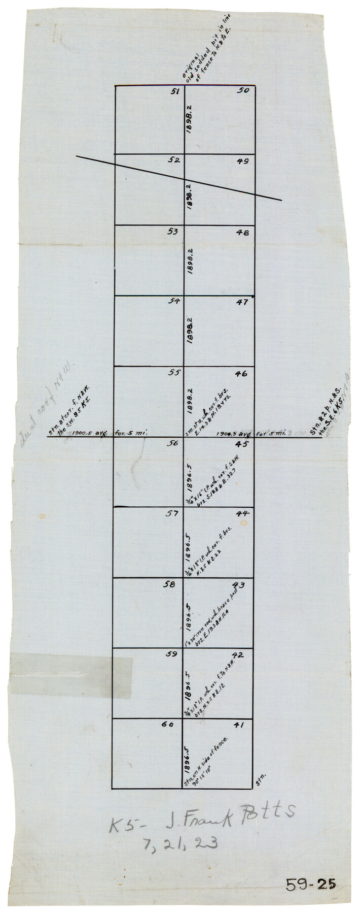 90600, [North/South line through middle of Block K5], Twichell Survey Records