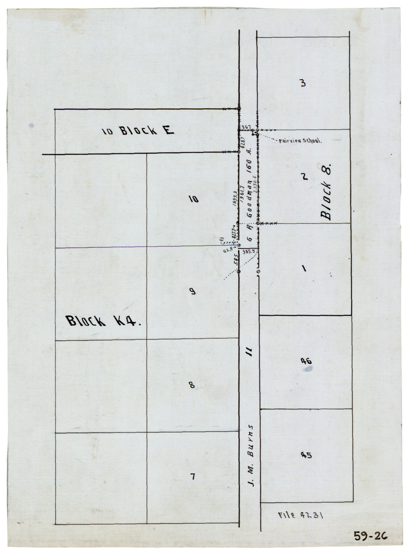 90601, [Strip between Block 8 and Block K4], Twichell Survey Records