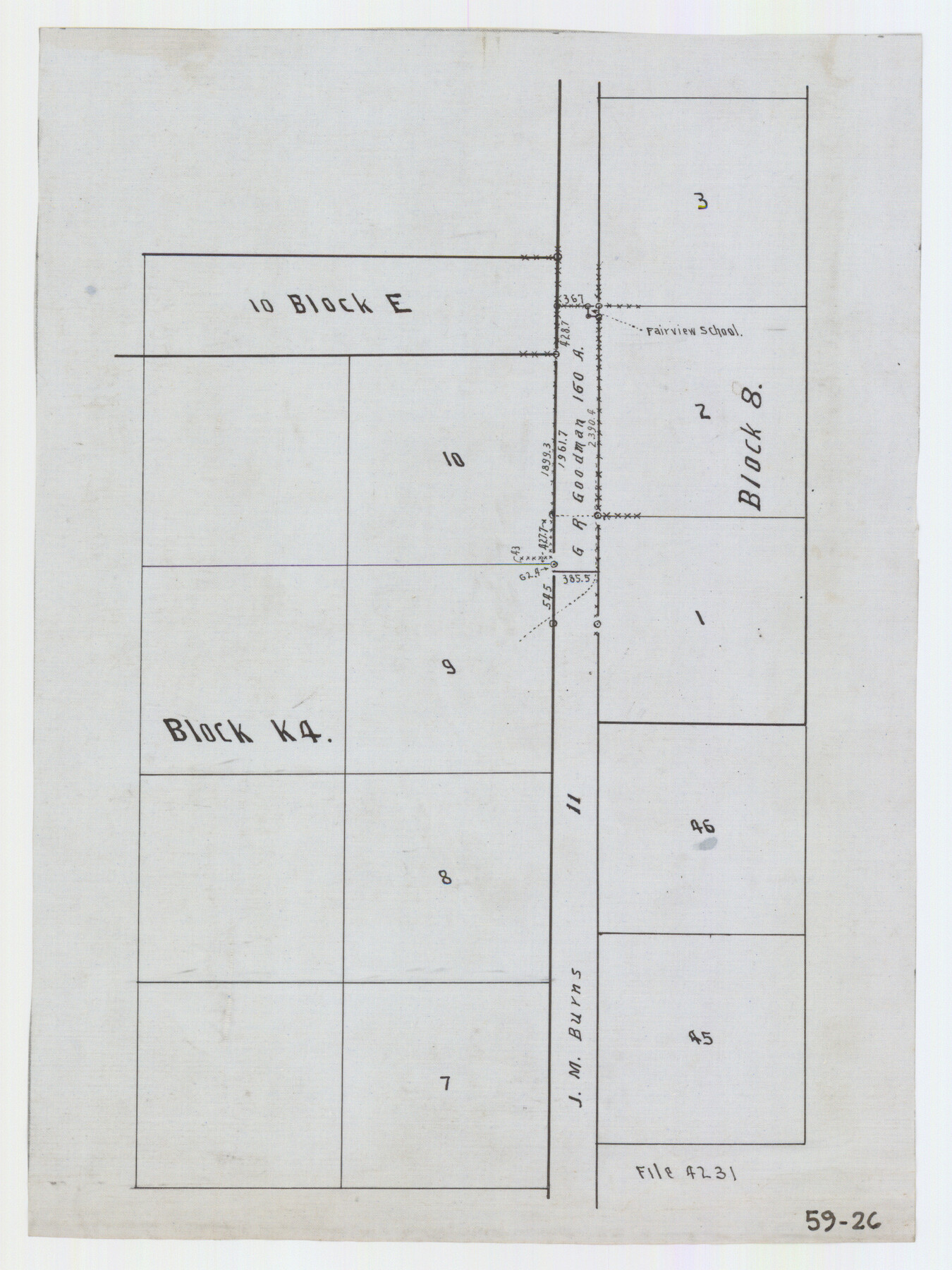 90601, [Strip between Block 8 and Block K4], Twichell Survey Records