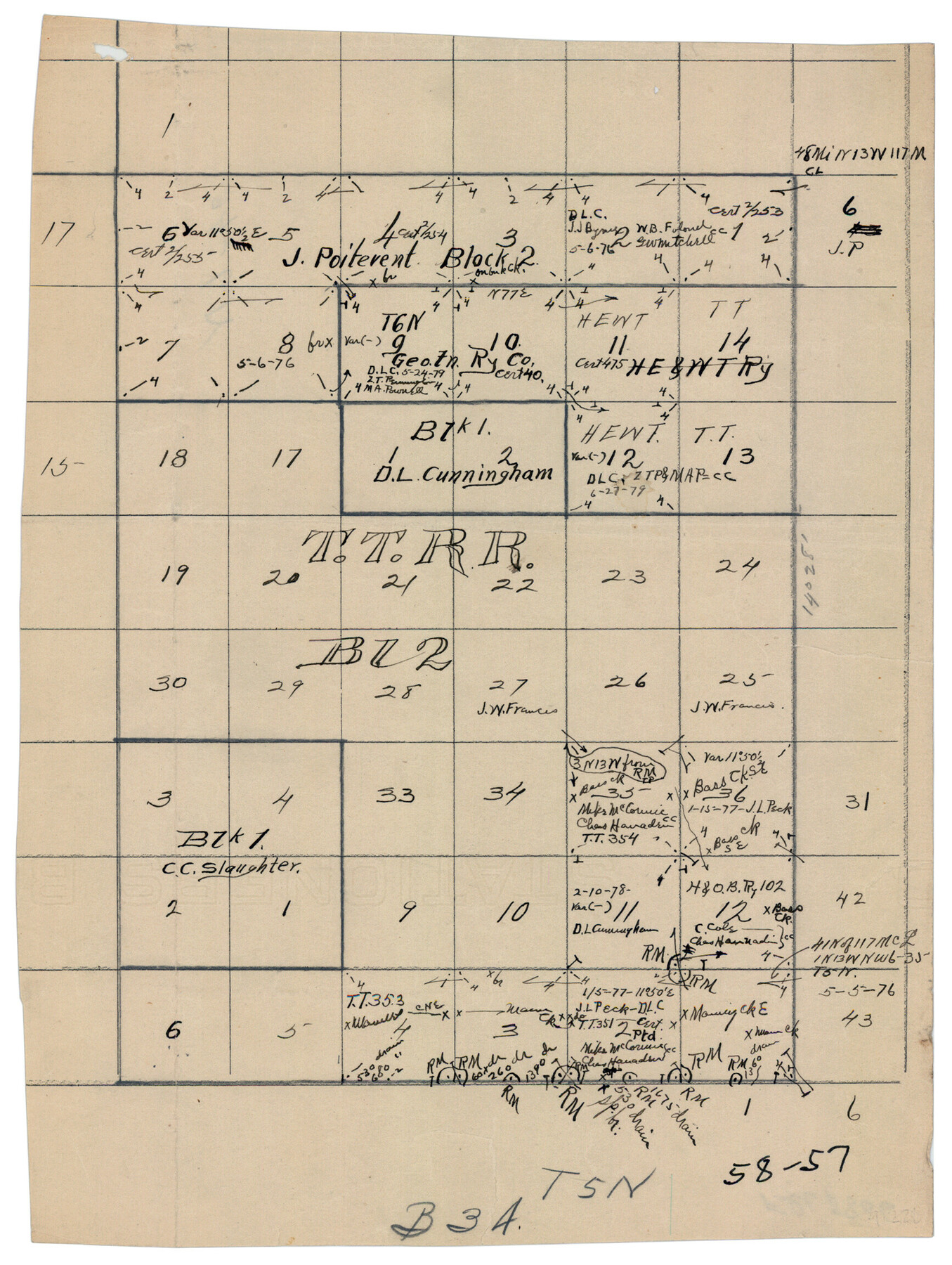 90621, [C. C. Slaughter Block 1, T. T. RR. Co. Block 2], Twichell Survey Records