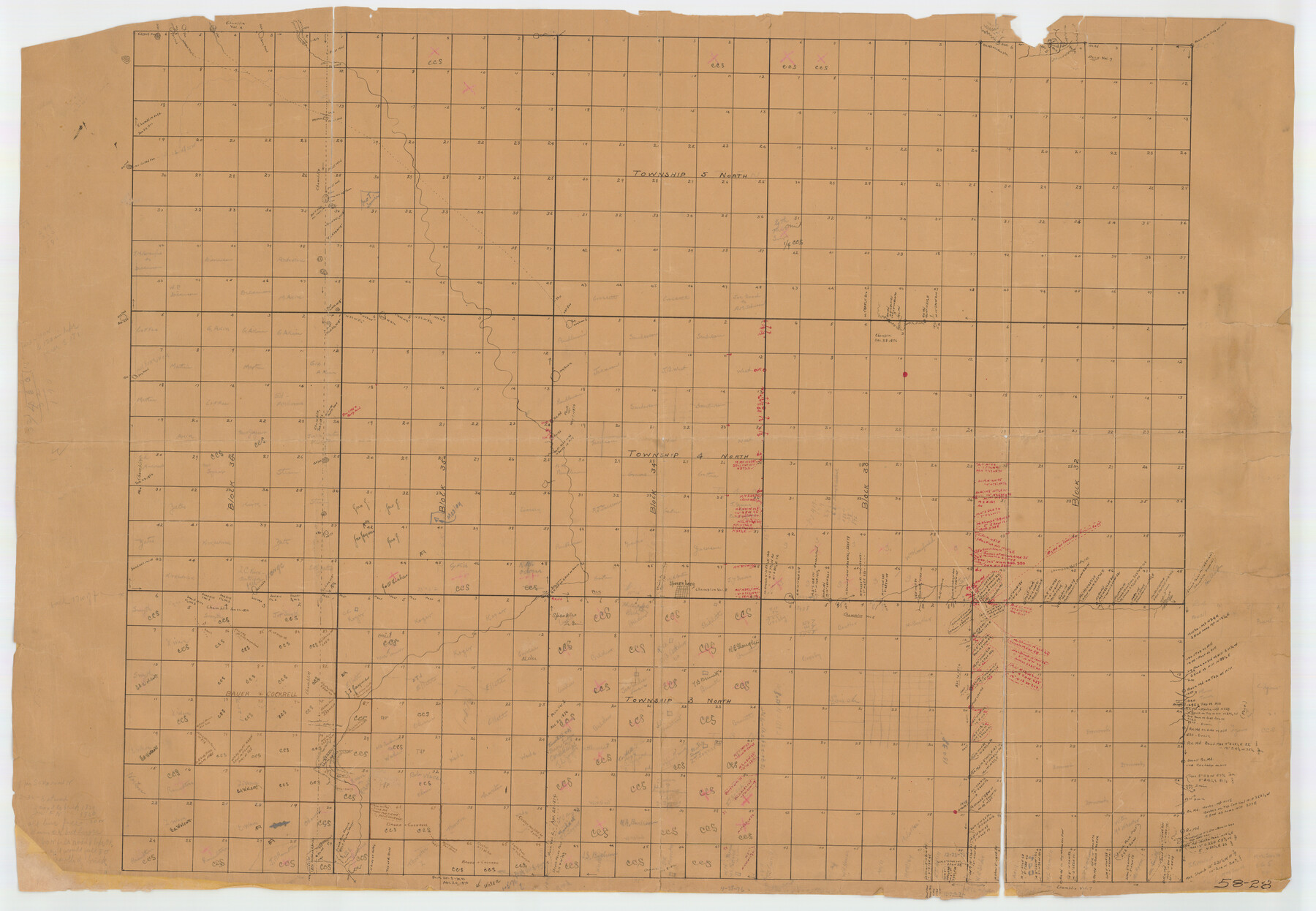 90630, [T. & P. Blocks 32-36, Townships 3N, 4N and 5N], Twichell Survey Records