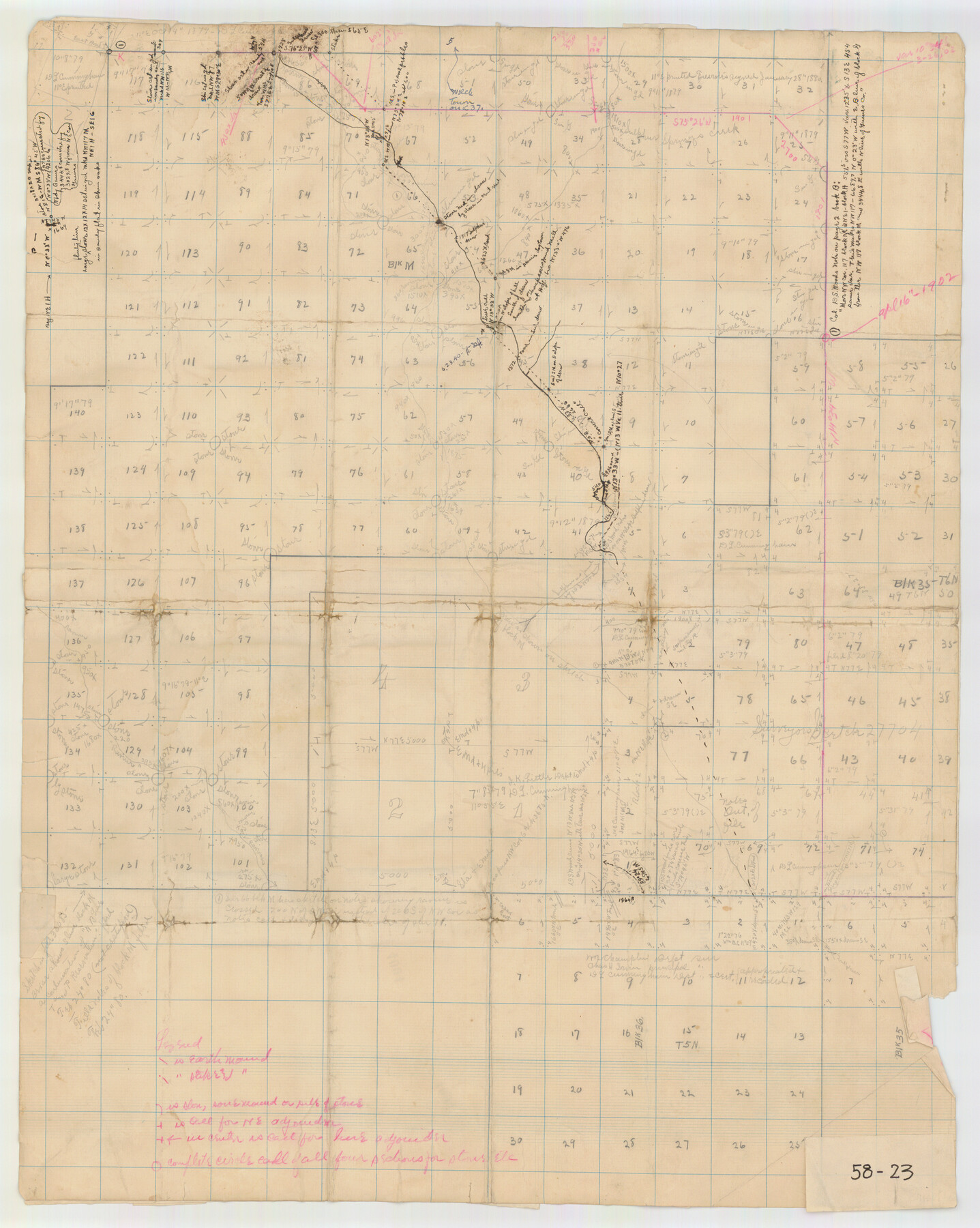 90631, [Block 36, Township 5N, and Block M], Twichell Survey Records