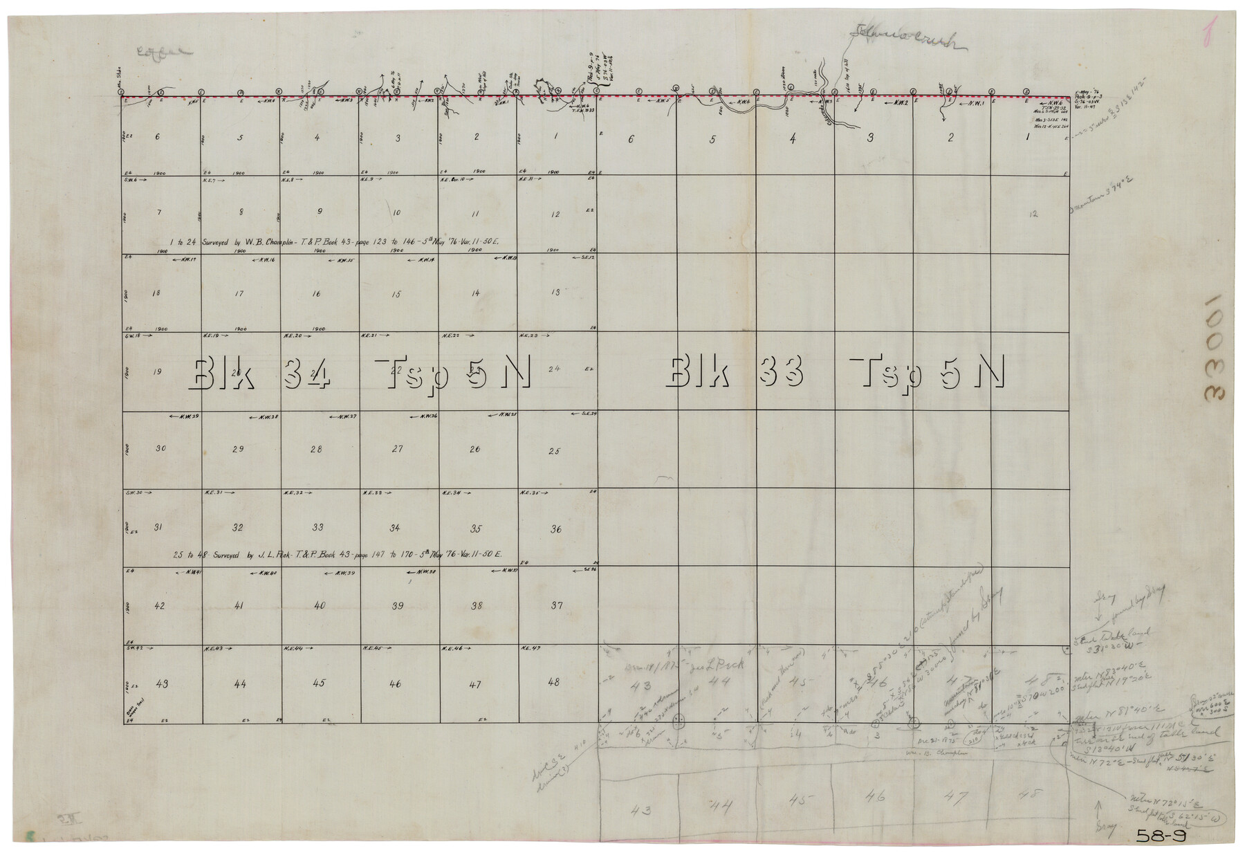 90638, [T. & P. Blocks 33 and 34, Township 5N], Twichell Survey Records