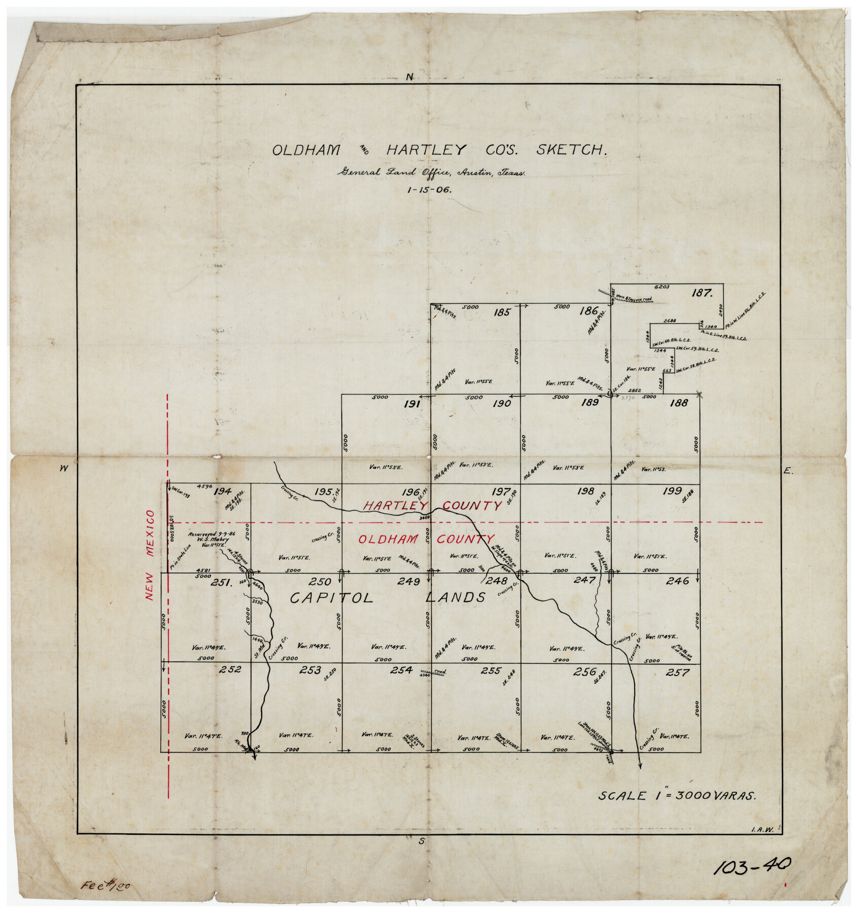 90671, Oldham and Hartley Counties Sketch, Twichell Survey Records