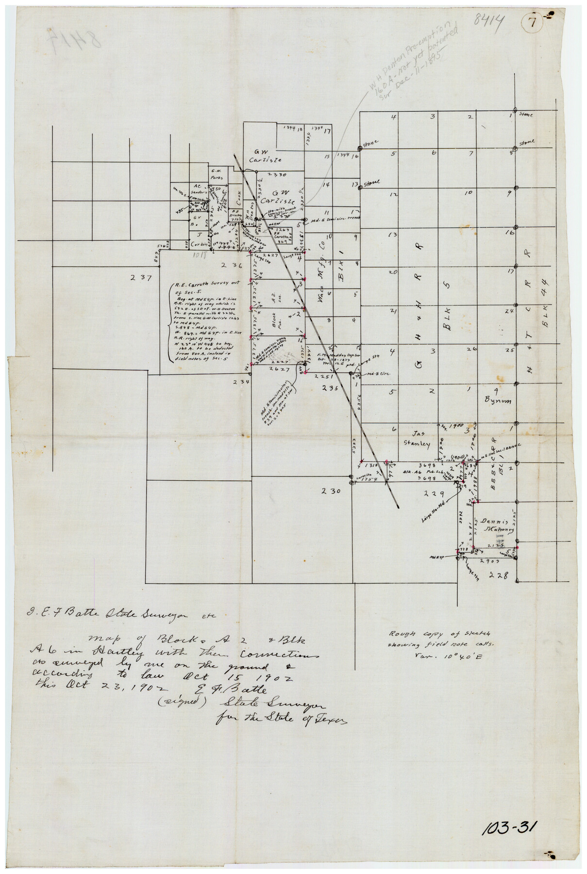 90726, Waco Manufacturing Company Block 1, G. H. & H. Block 5, Capitol Leagues 229, 230, 234-237], Twichell Survey Records