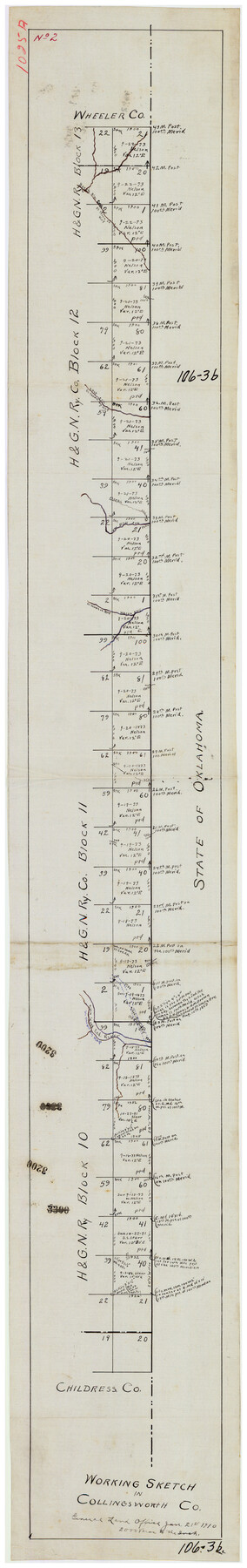90728, Working Sketch in Collingsworth County, Twichell Survey Records