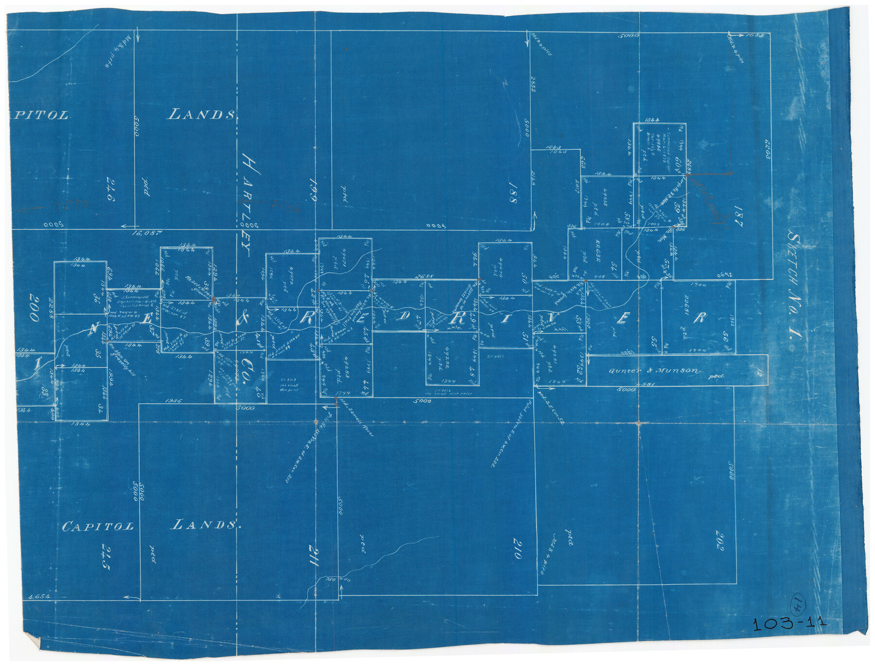 90739, [Surveys along Red River in Hartley County], Twichell Survey Records