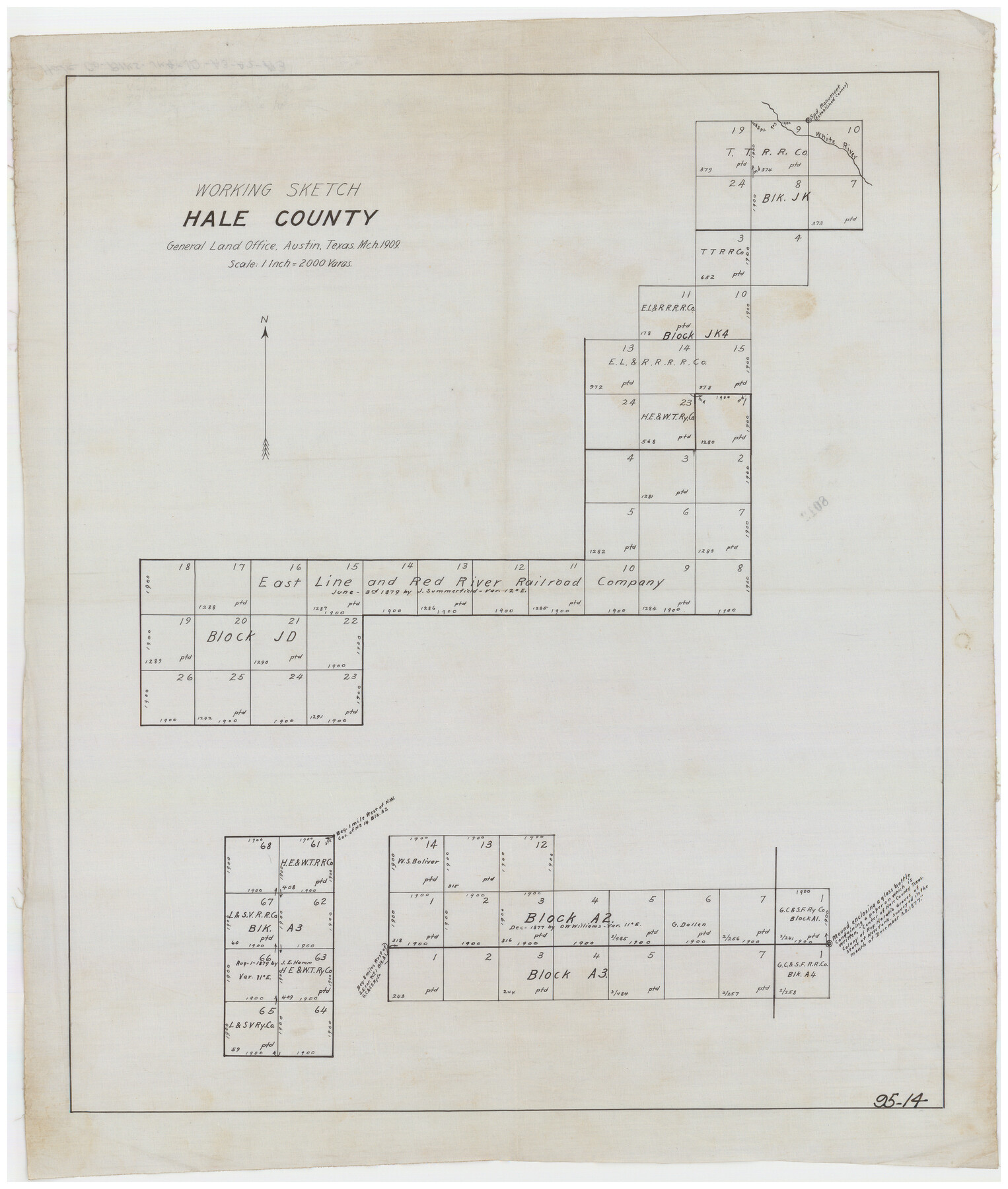 90745, Working Sketch Hale County, Twichell Survey Records