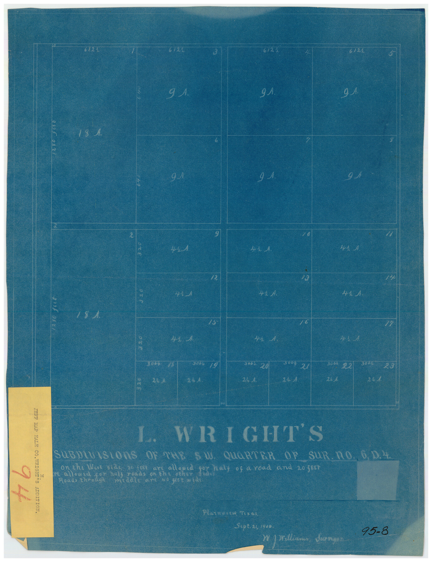 90785, L. Wright's Subdivision of the Southwest Corner of Survey Number 6, D4], Twichell Survey Records