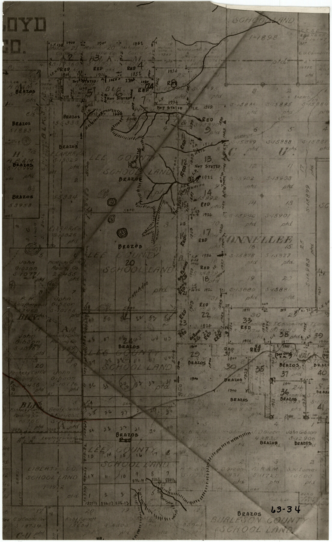 90804, [Area around Lee County School Land Leagues], Twichell Survey Records