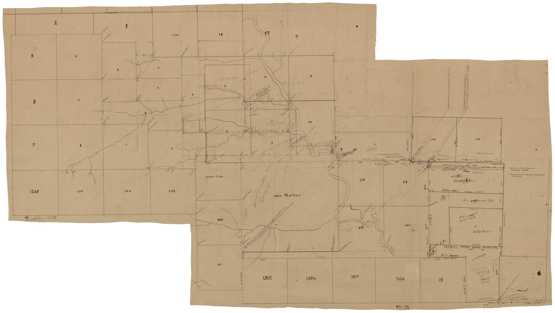 90817, [Area around John Walker survey], Twichell Survey Records