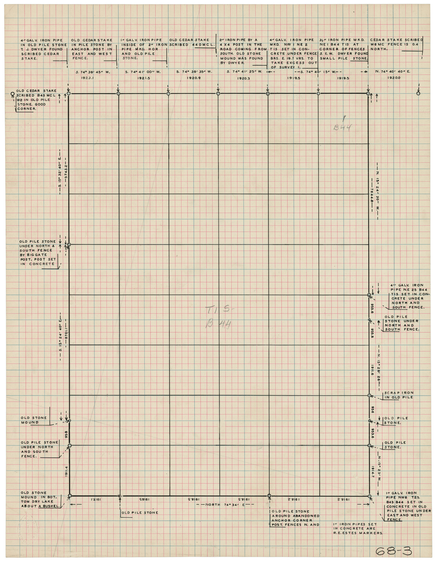 90825, [T. & P. Block 44, Township 1S], Twichell Survey Records