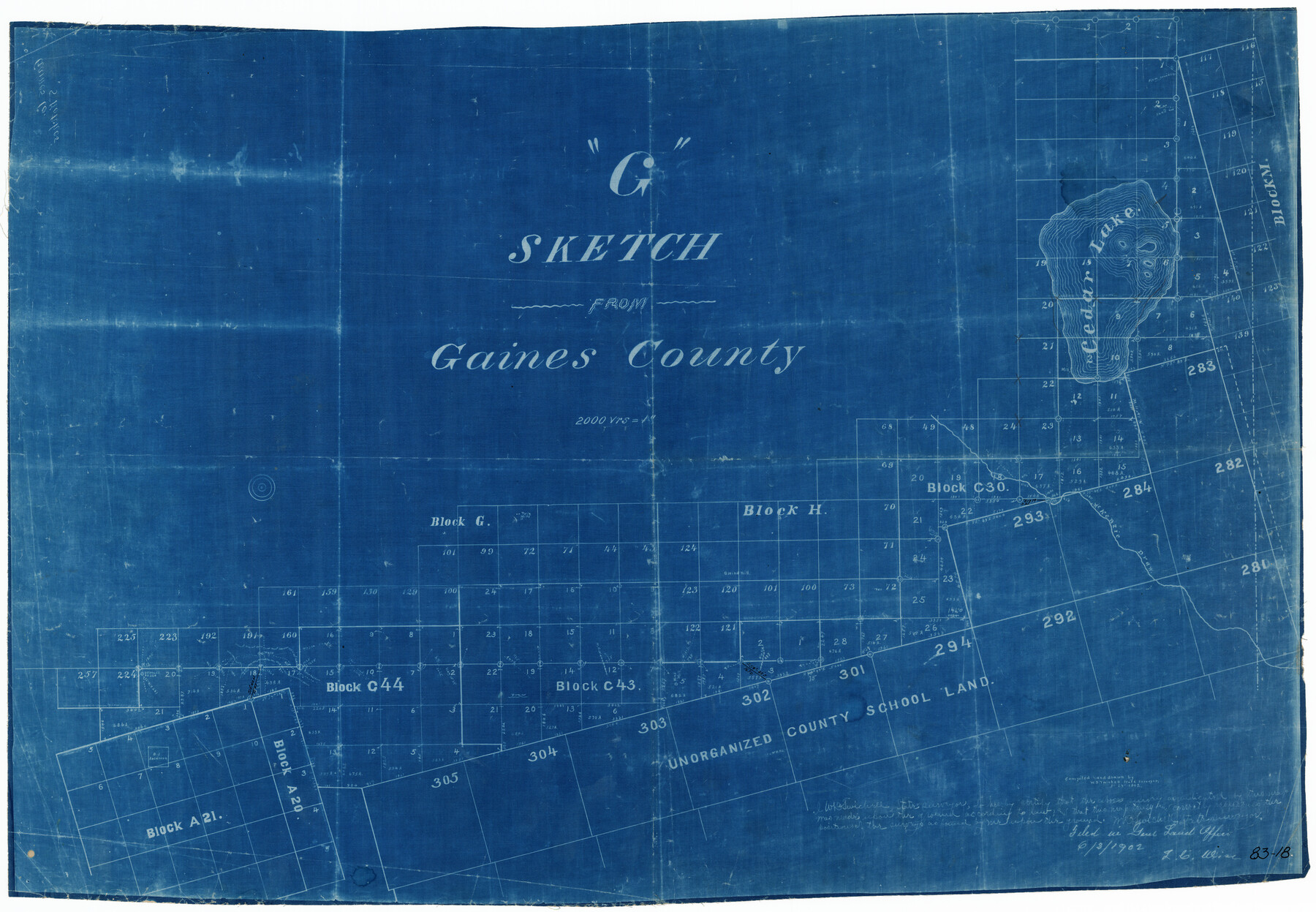 90839, "G" Sketch from Gaines County, Twichell Survey Records