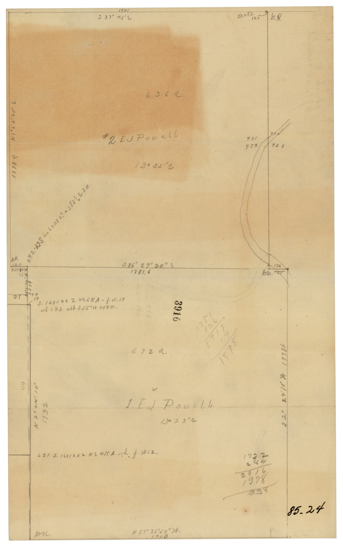 90852, [Northwest Garza Co., E. J. Powell surveys and vicinity], Twichell Survey Records