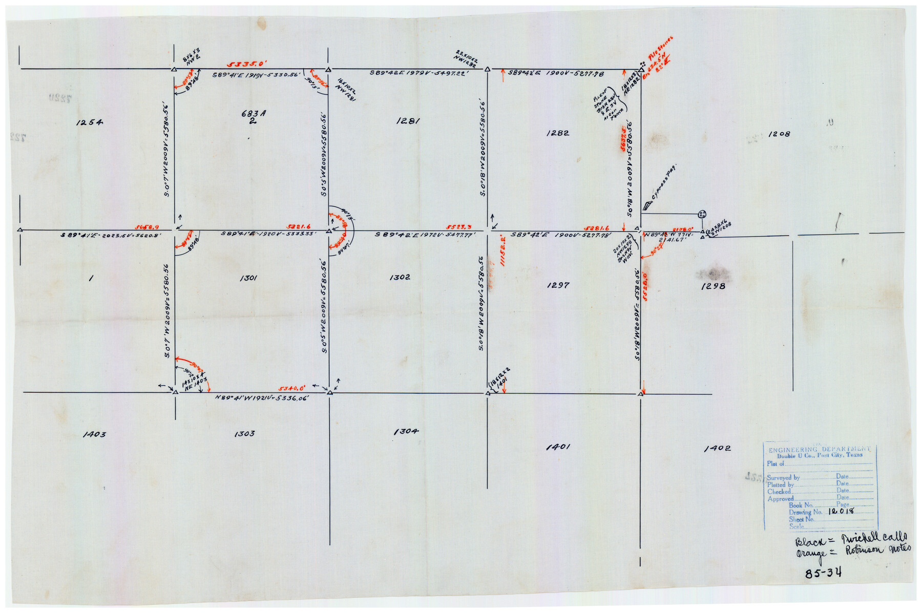 90897, [Southwest 1/4 of Northwest 1/4 of County in vicinity of surveys 1281, 1282, 1297 and 1302], Twichell Survey Records