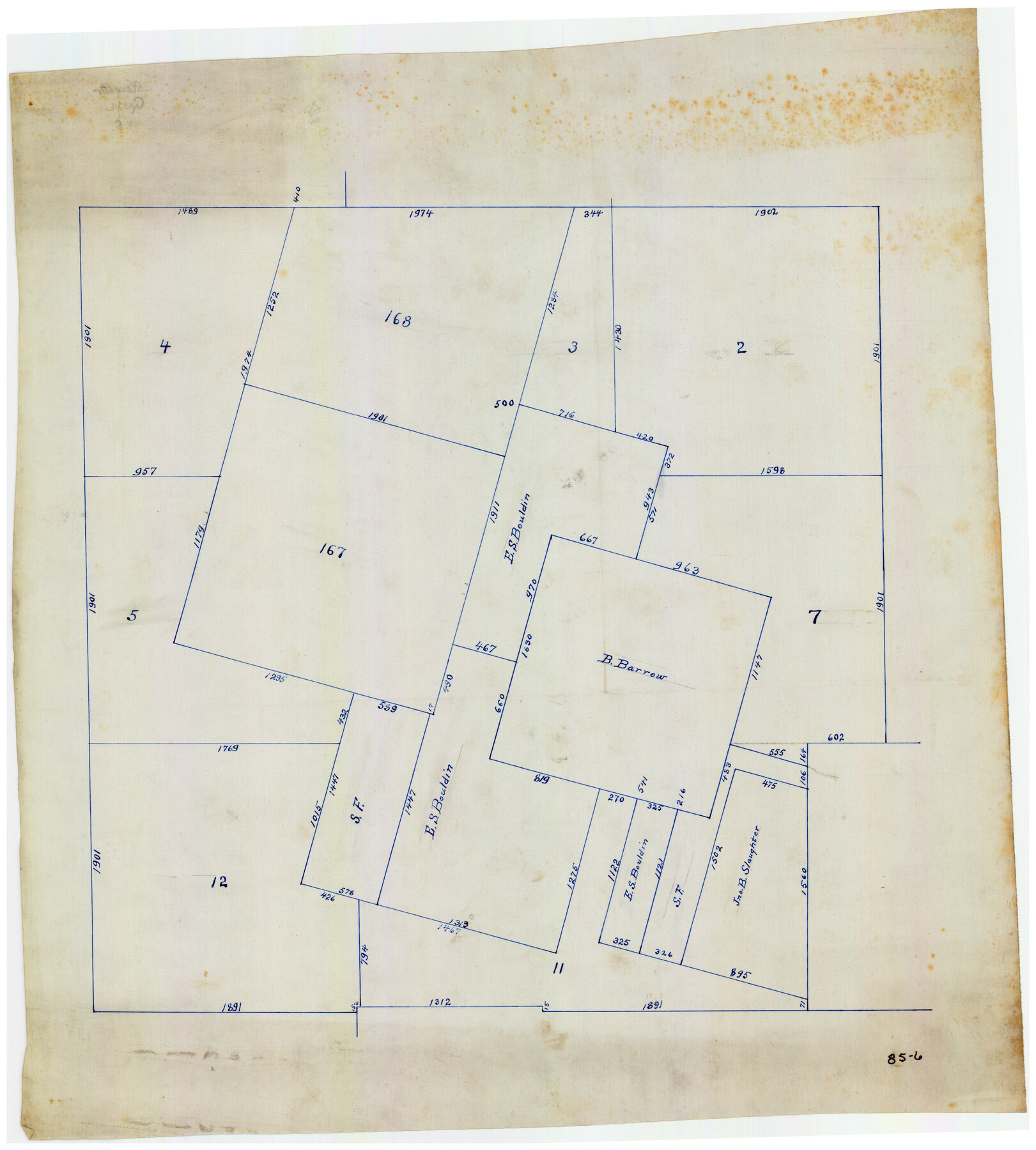 90919, [Southwest part of County around B. Barrow survey], Twichell Survey Records