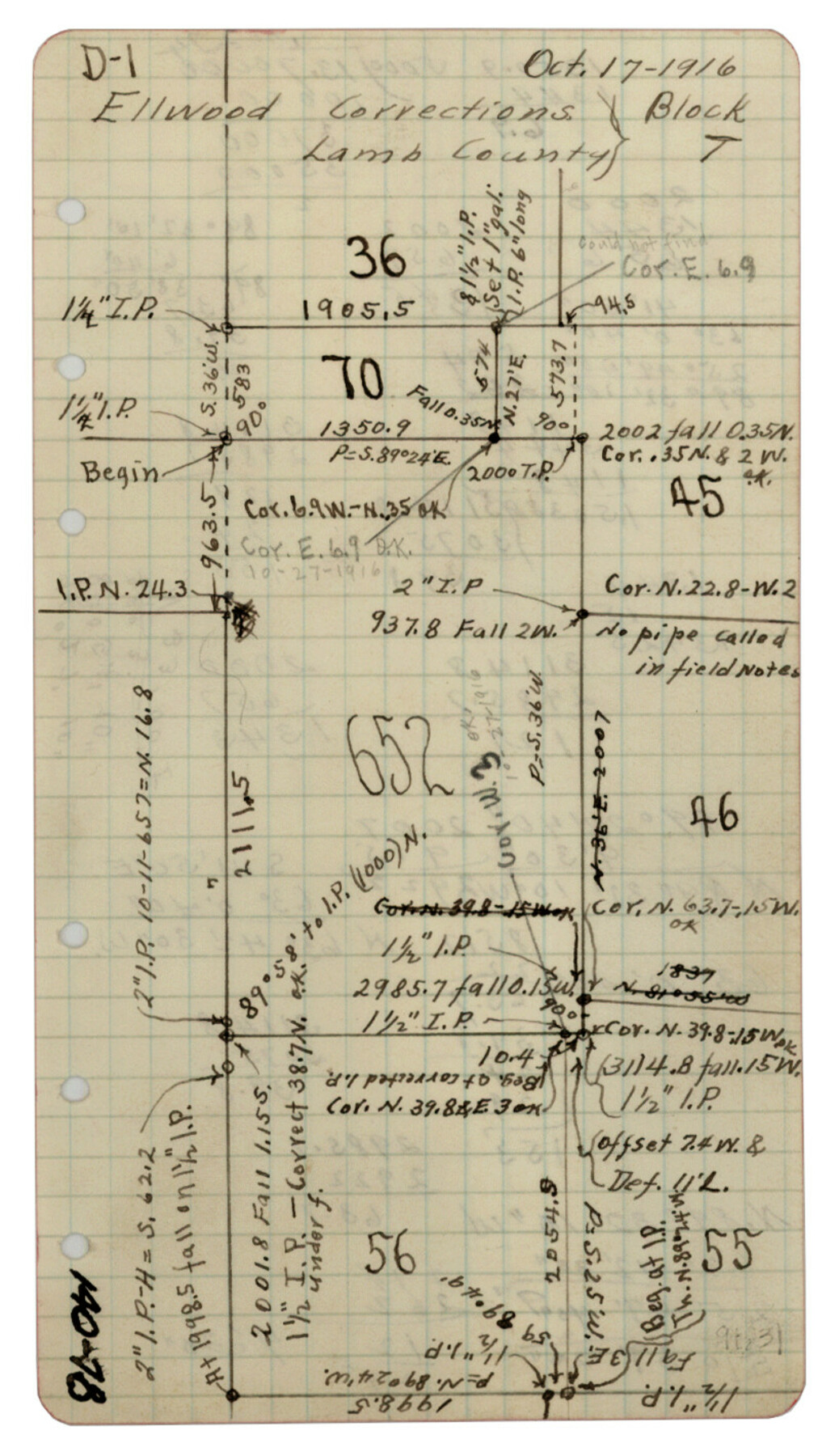 90952, Ellwood Corrections, Block T, Twichell Survey Records