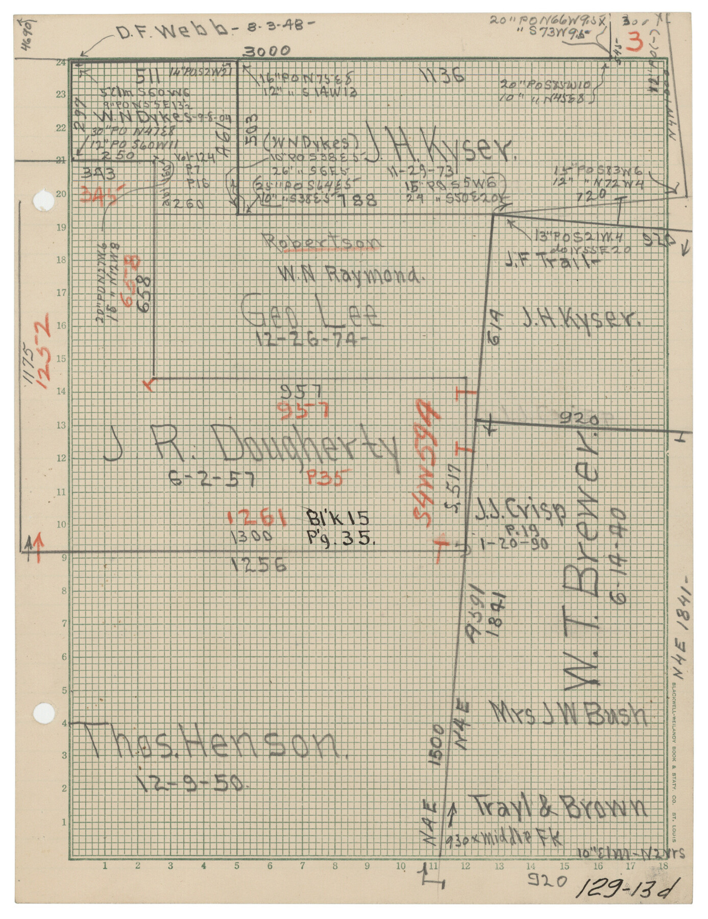 90960, [W. T. Brewer: M. McDonald, Ralph Gilpin, A. Vanhooser, John Baker, John R. Taylor Surveys], Twichell Survey Records