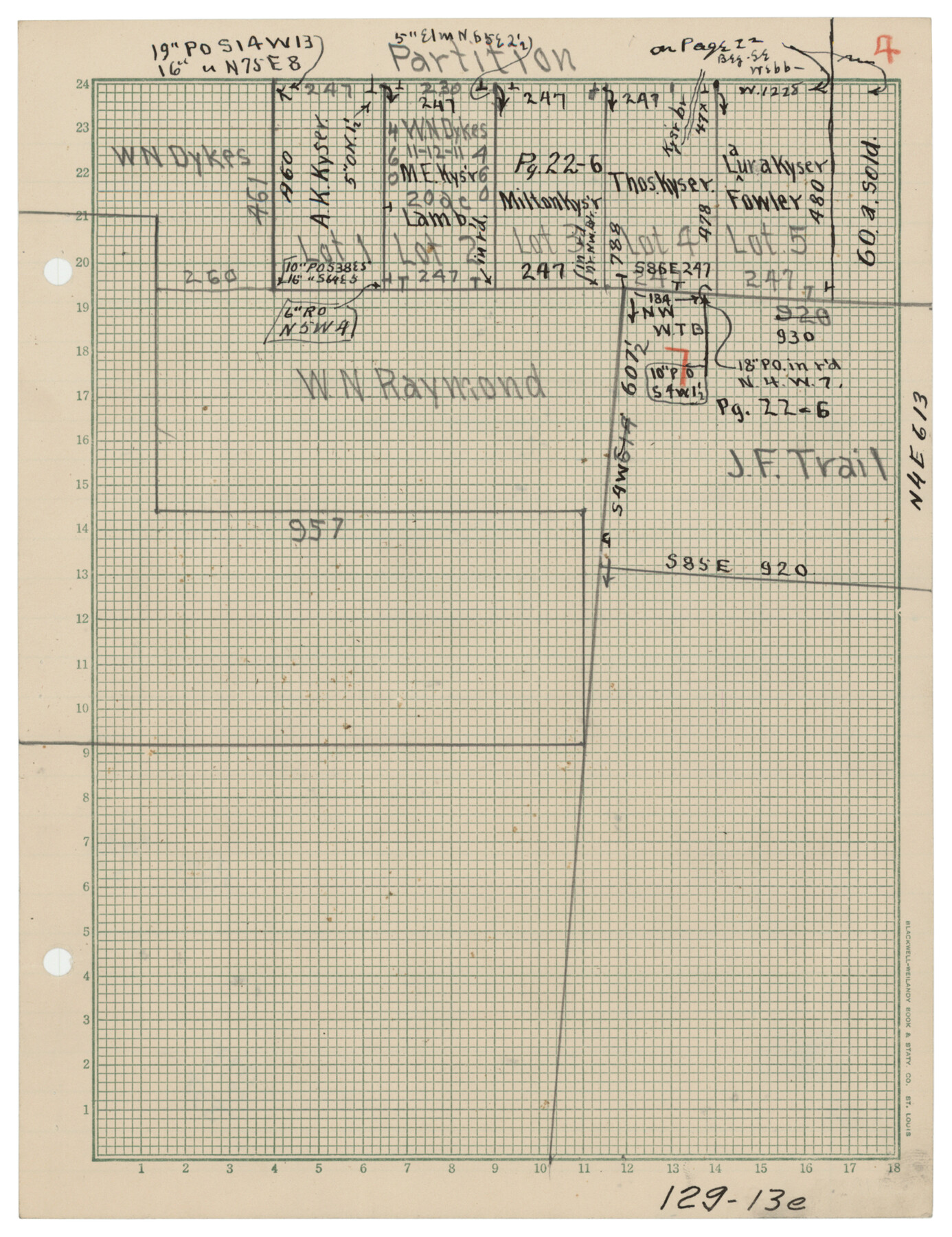 90961, [W. T. Brewer: M. McDonald, Ralph Gilpin, A. Vanhooser, John Baker, John R. Taylor Surveys], Twichell Survey Records