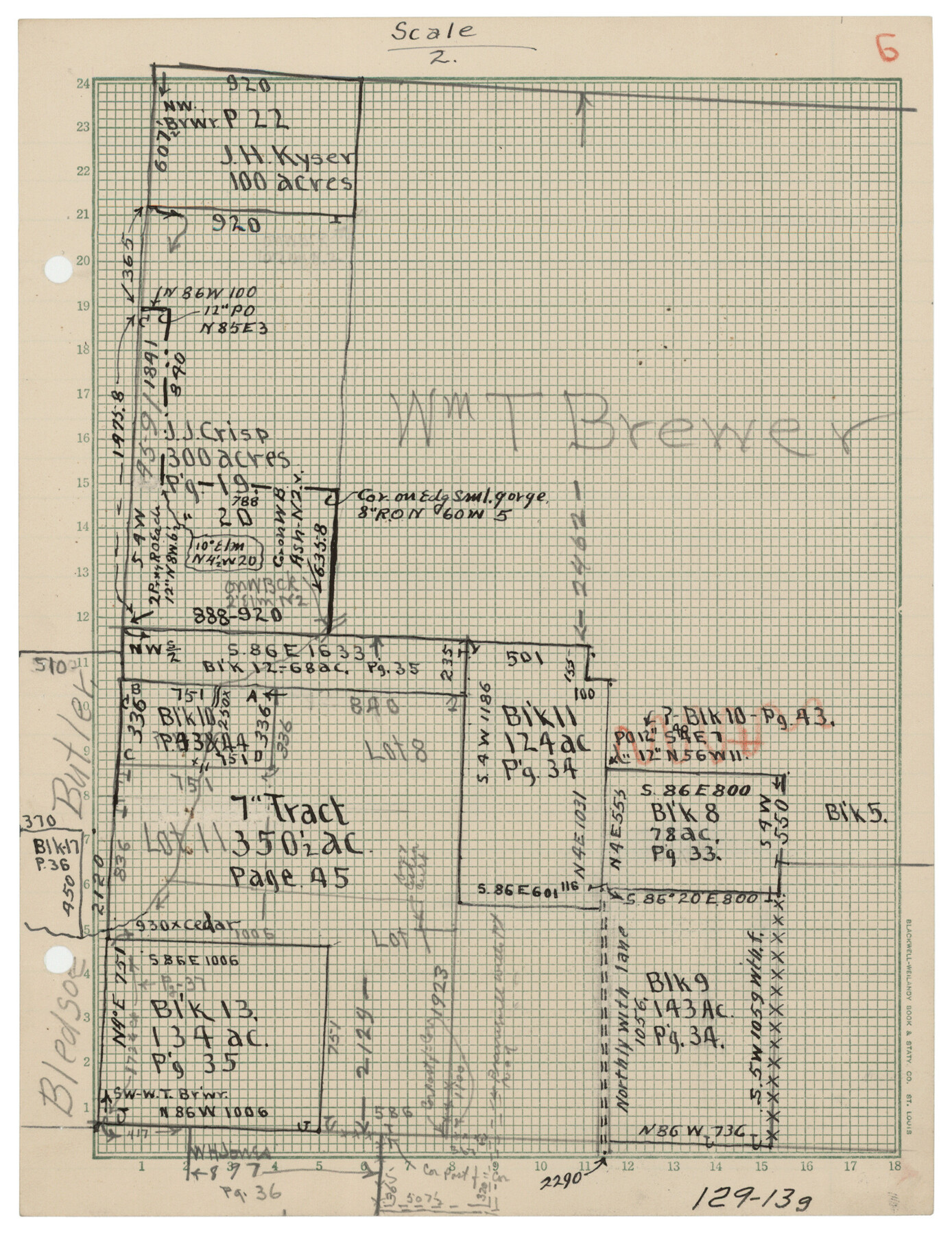 90963, [W. T. Brewer: M. McDonald, Ralph Gilpin, A. Vanhooser, John Baker, John R. Taylor Surveys], Twichell Survey Records