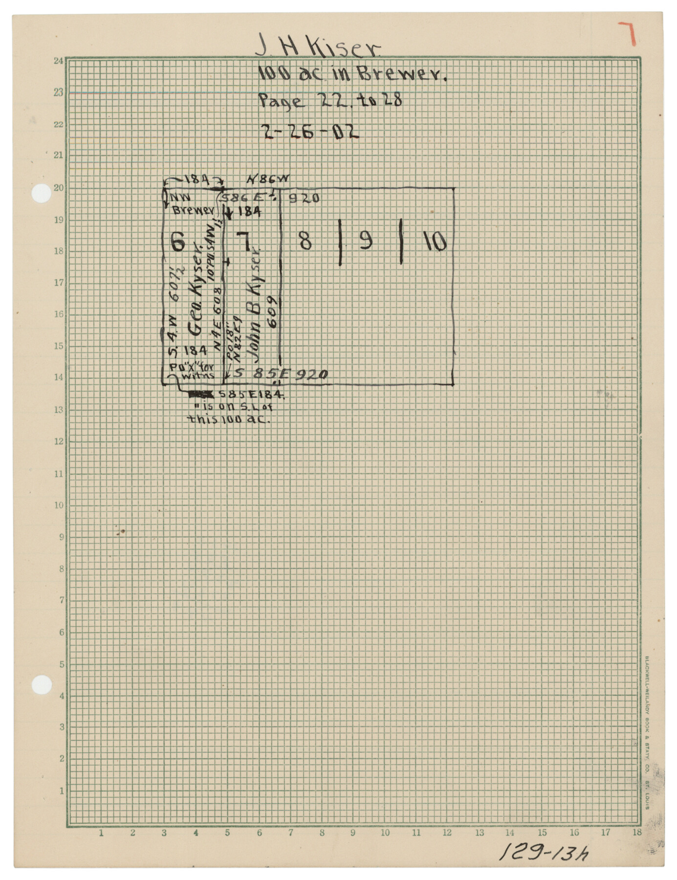 90964, [W. T. Brewer: M. McDonald, Ralph Gilpin, A. Vanhooser, John Baker, John R. Taylor Surveys], Twichell Survey Records