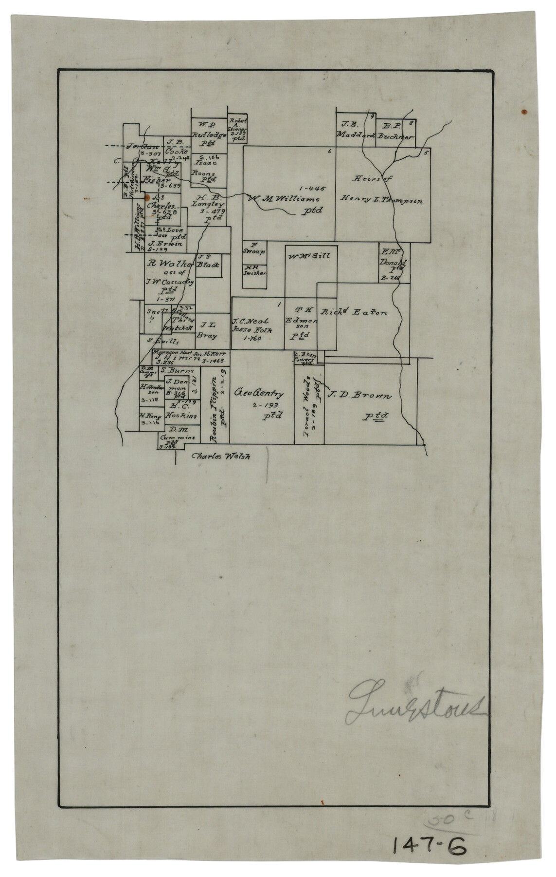 90973, [George Gentry, Wm. Williams, and surrounding surveys], Twichell Survey Records