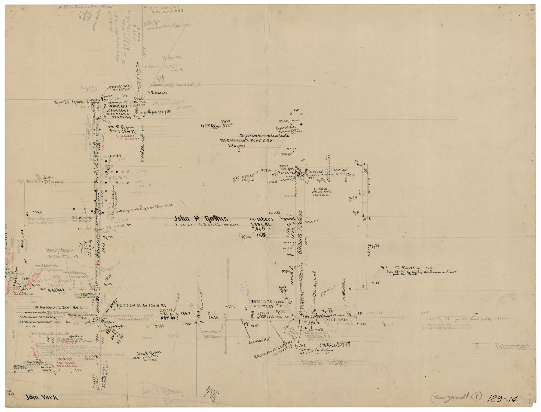 90974, [John P. Rohus and surrounding surveys], Twichell Survey Records