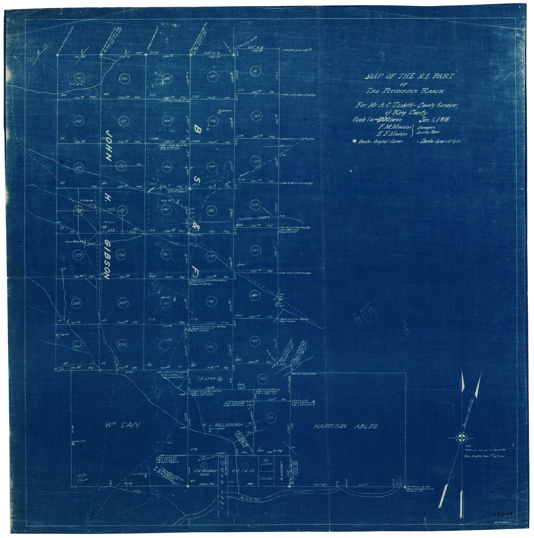 90980, Map of the Northeast Part of the Pitchfork Ranch, Twichell Survey Records