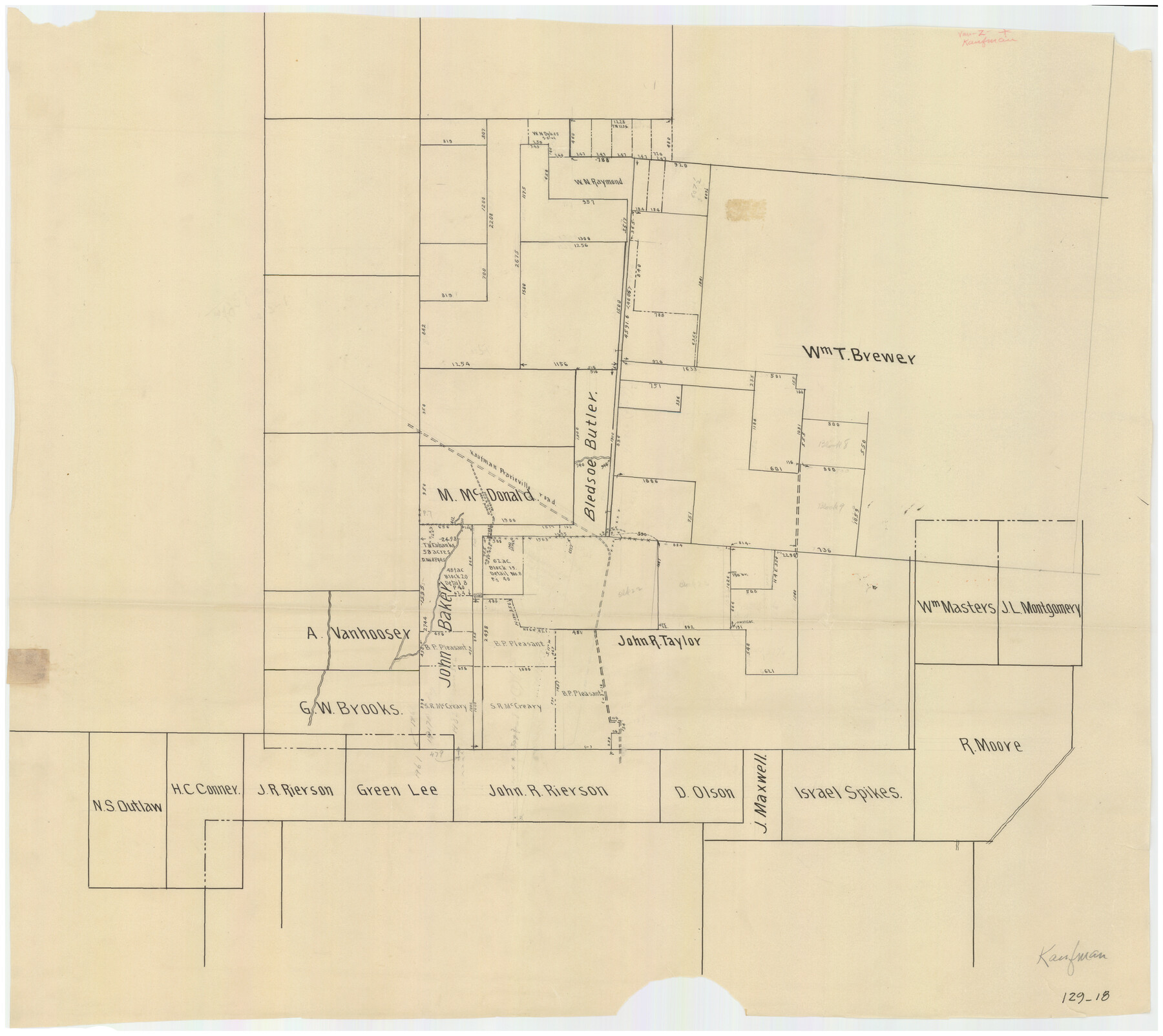 91031, [William T. Brewer, John R. Taylor, M. McDonald, W. N. Raymond, and surrounding surveys], Twichell Survey Records