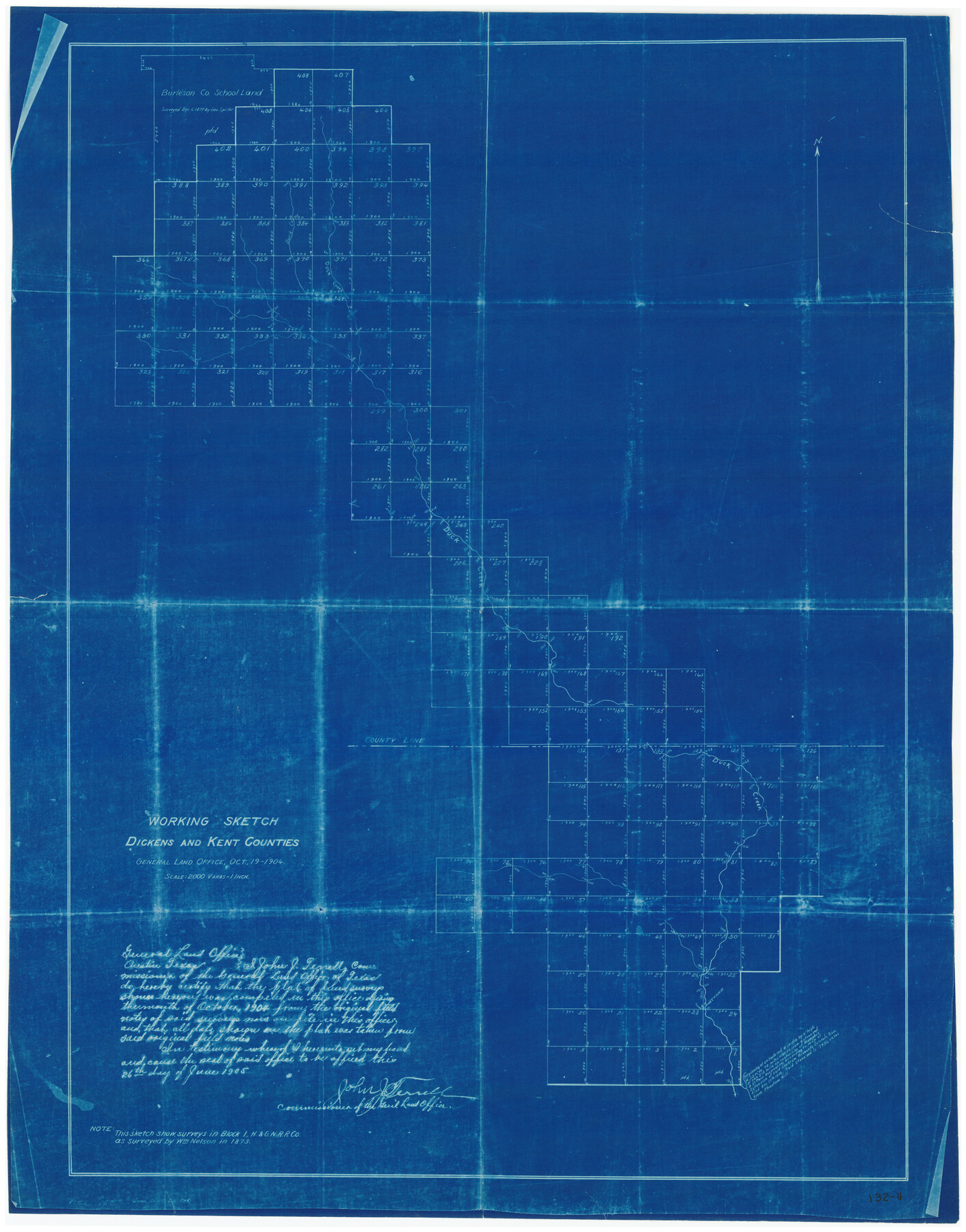 91035, Working Sketch in Dickens and Kent Counties, Twichell Survey Records