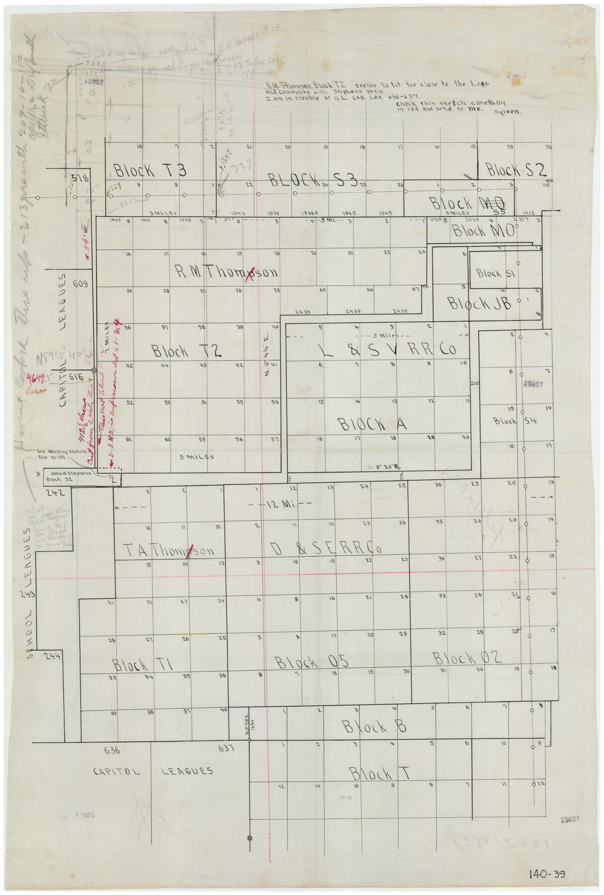 91056, [R. M. Thompson Block T2 and John H. Stephens Block S2 Conflict], Twichell Survey Records