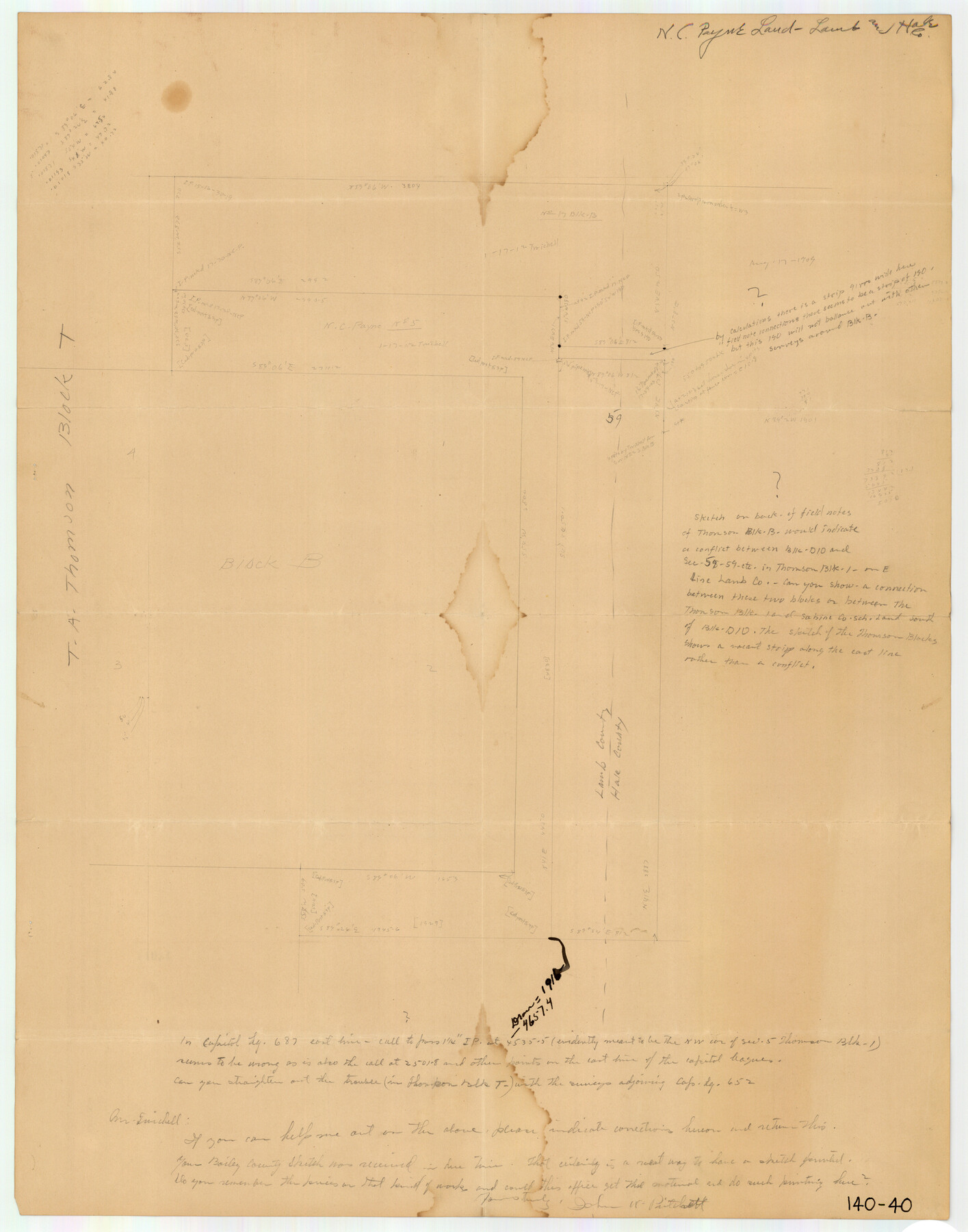 91060, N. C. Payne Land in Lamb and Hale Counties], Twichell Survey Records