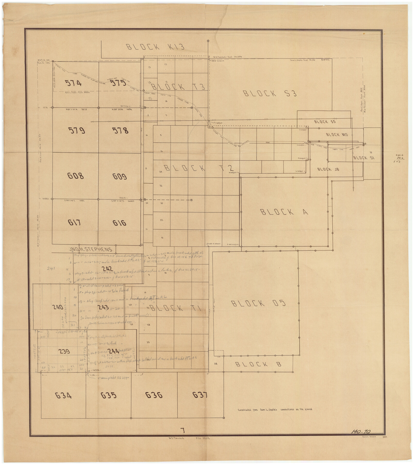 91074, Blocks T1, T2, T3, S3, A, O5, and Capitol Leagues], Twichell Survey Records