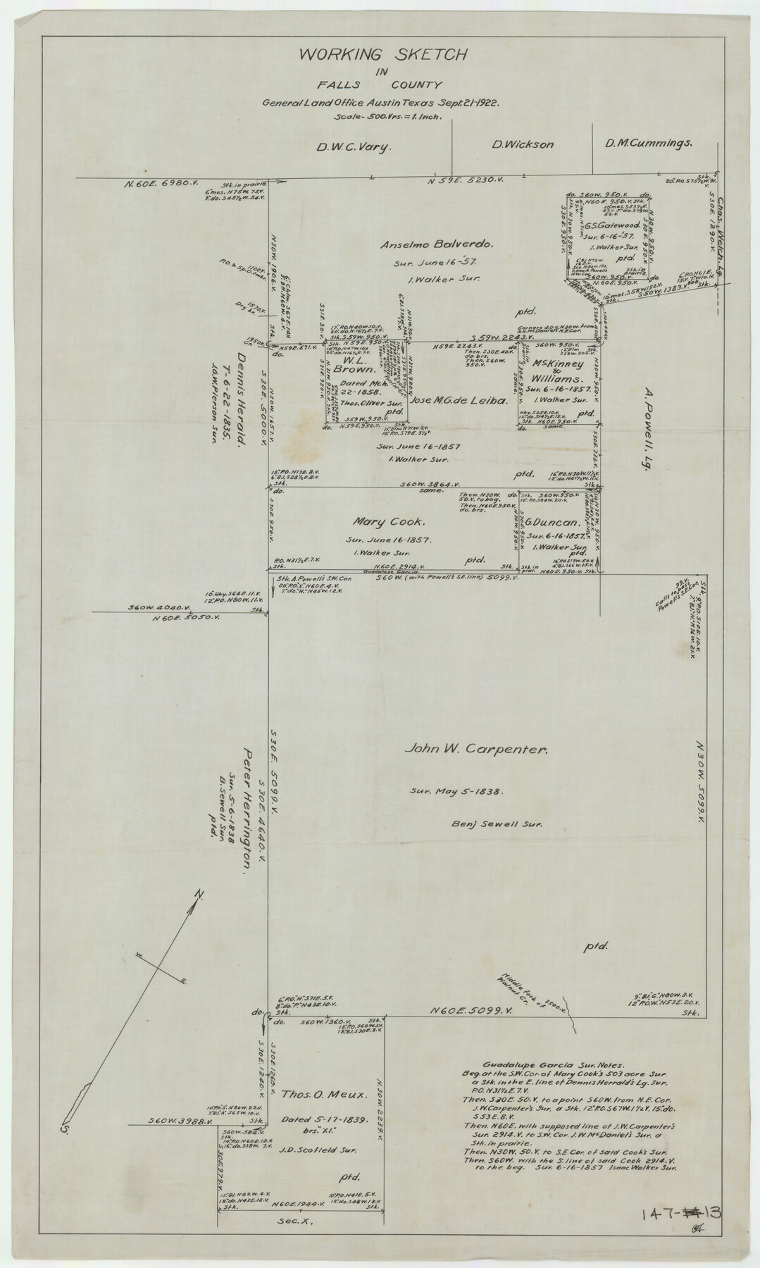 91085, [John W. Carpenter and Surrounding Surveys], Twichell Survey Records