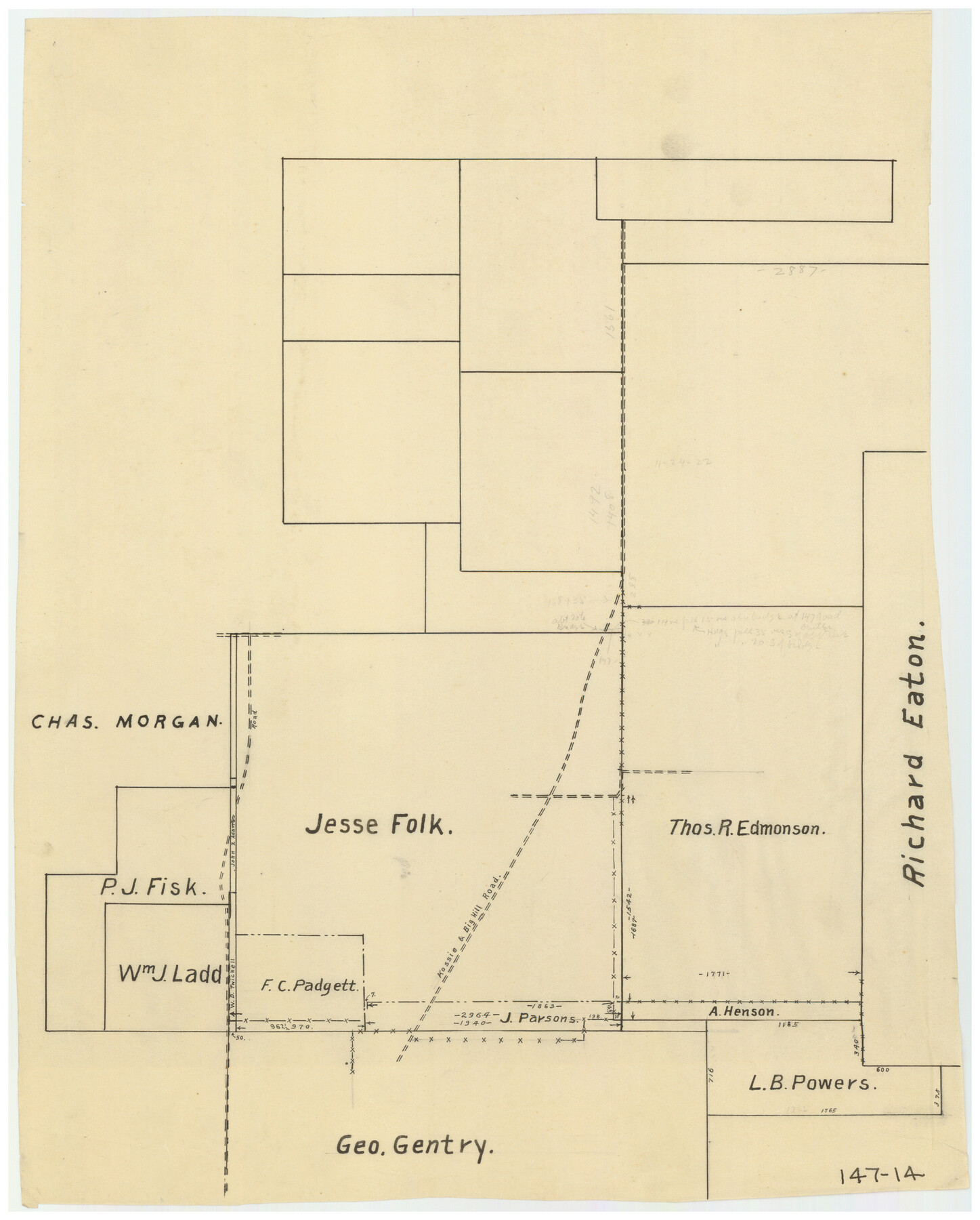 91086, [Jesse Folk and Surrounding Surveys], Twichell Survey Records