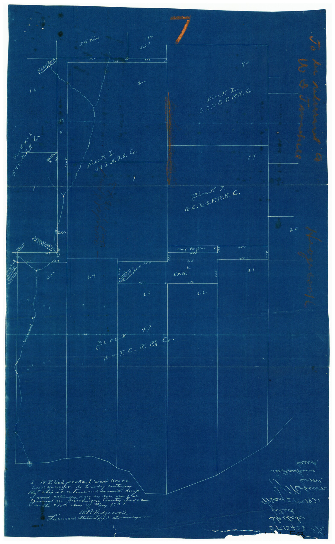 91162, [H. & T. C. RR. Company, Block 47], Twichell Survey Records