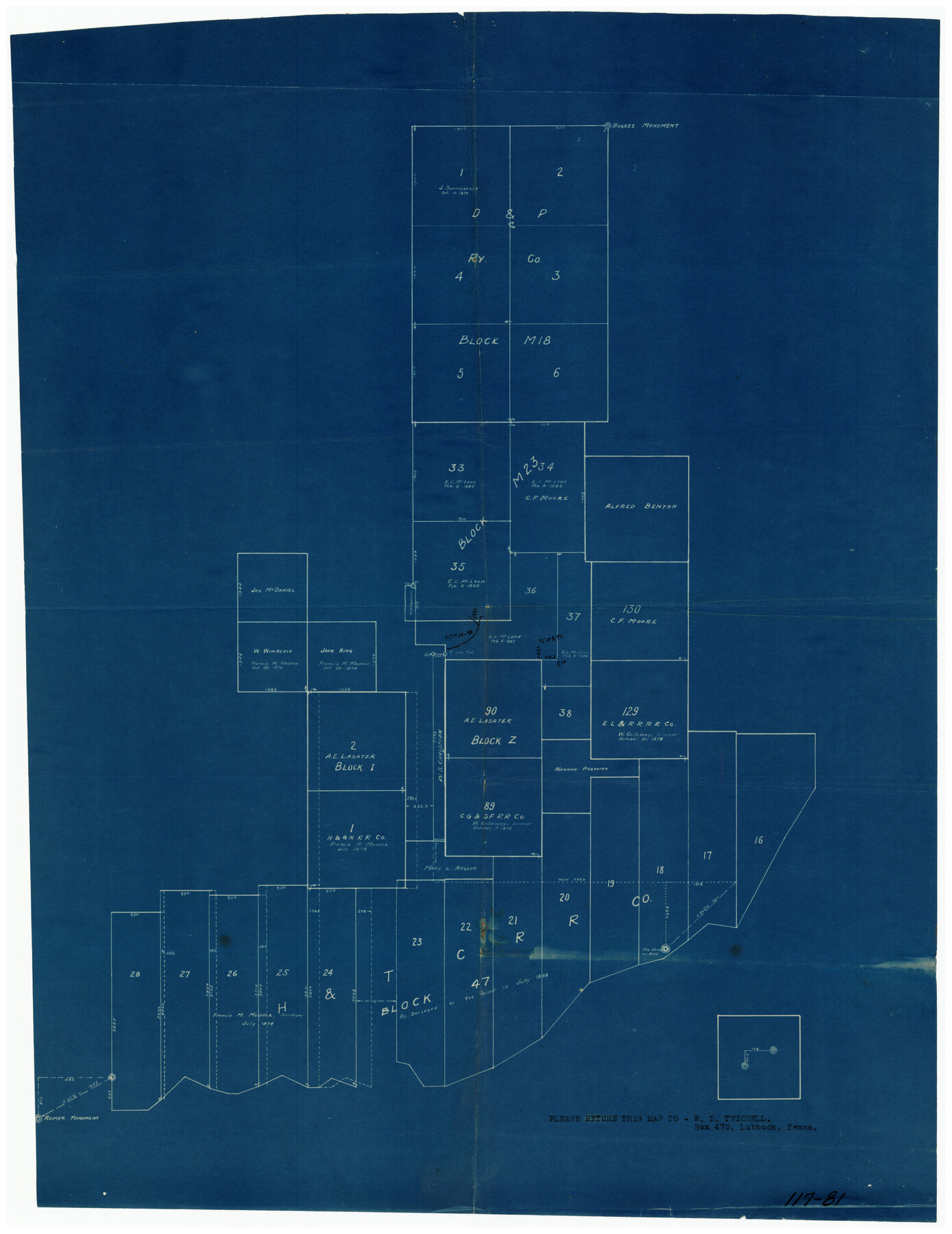 91175, [Blocks M18, M23, I, Z, and Block 47, Sections 16 - 28], Twichell Survey Records